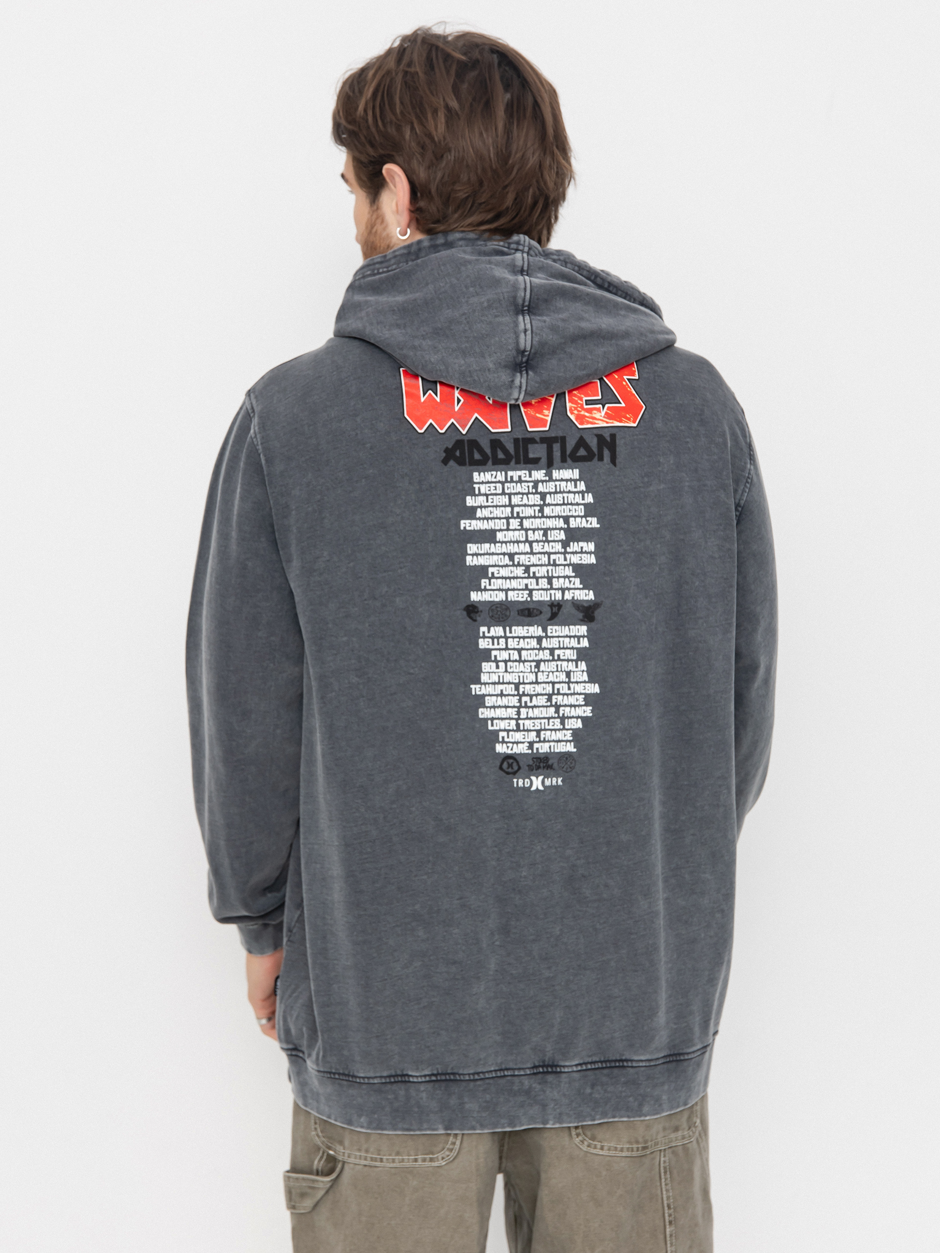 Hanorac cu glugă Hurley Wave Addiction HD (dark stone grey)