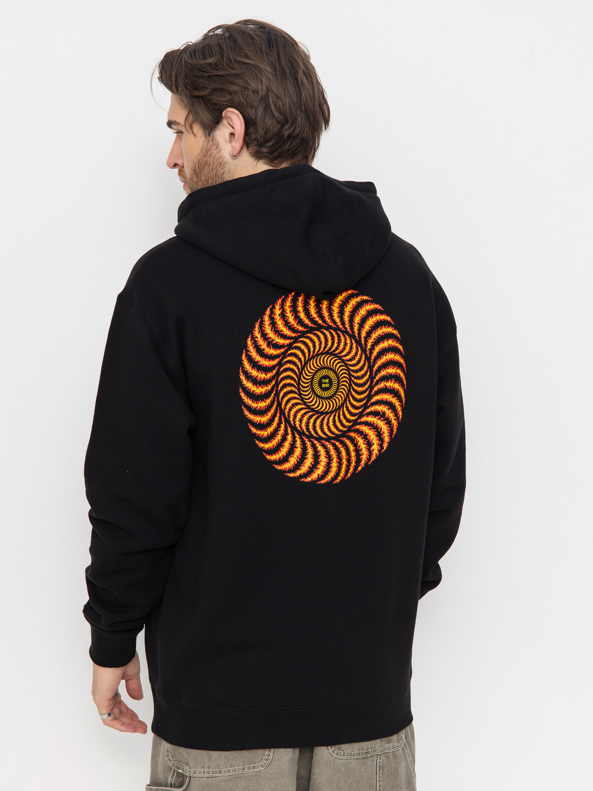 Hanorac cu glugă Spitfire Og Classic Flame HD (black w/red&yellow prints)