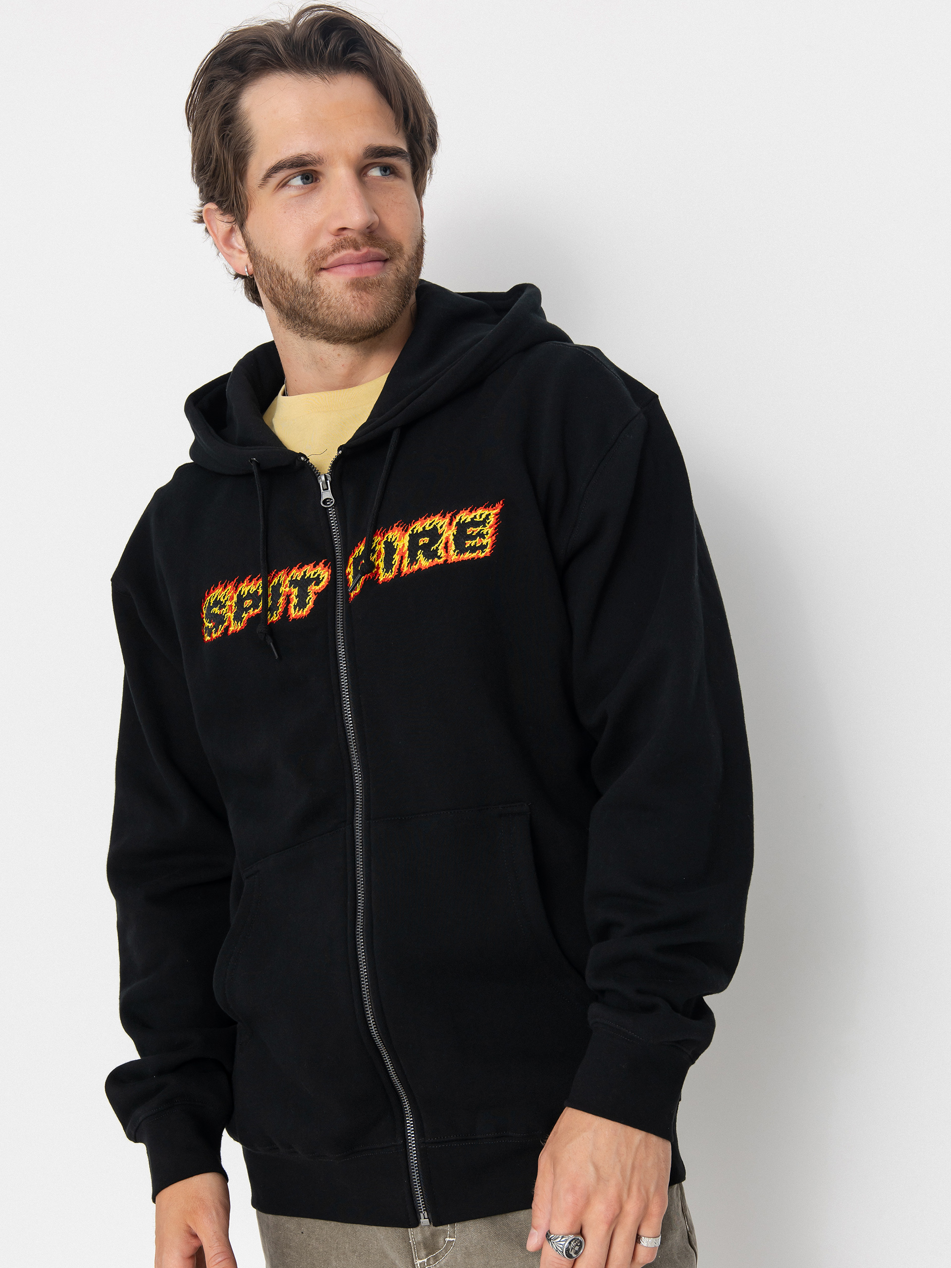 Hanorac cu glugă Spitfire Flames Script ZHD (black)