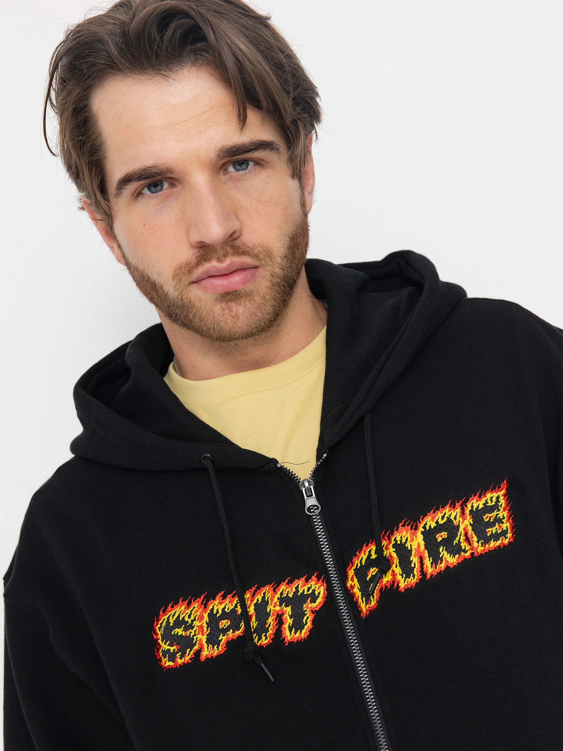 Hanorac cu glugă Spitfire Flames Script ZHD (black)