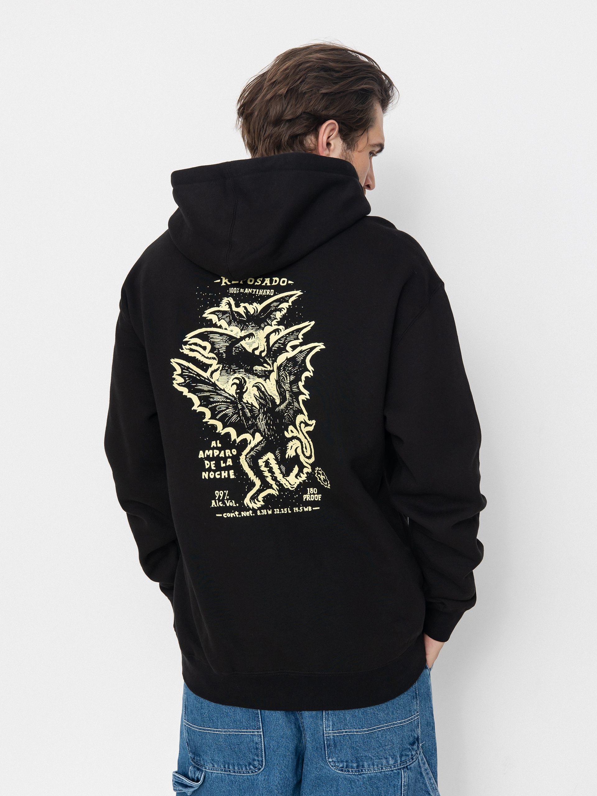 Hanorac cu glugă Antihero Carnales Reposado HD (black w/pale yellow prints)