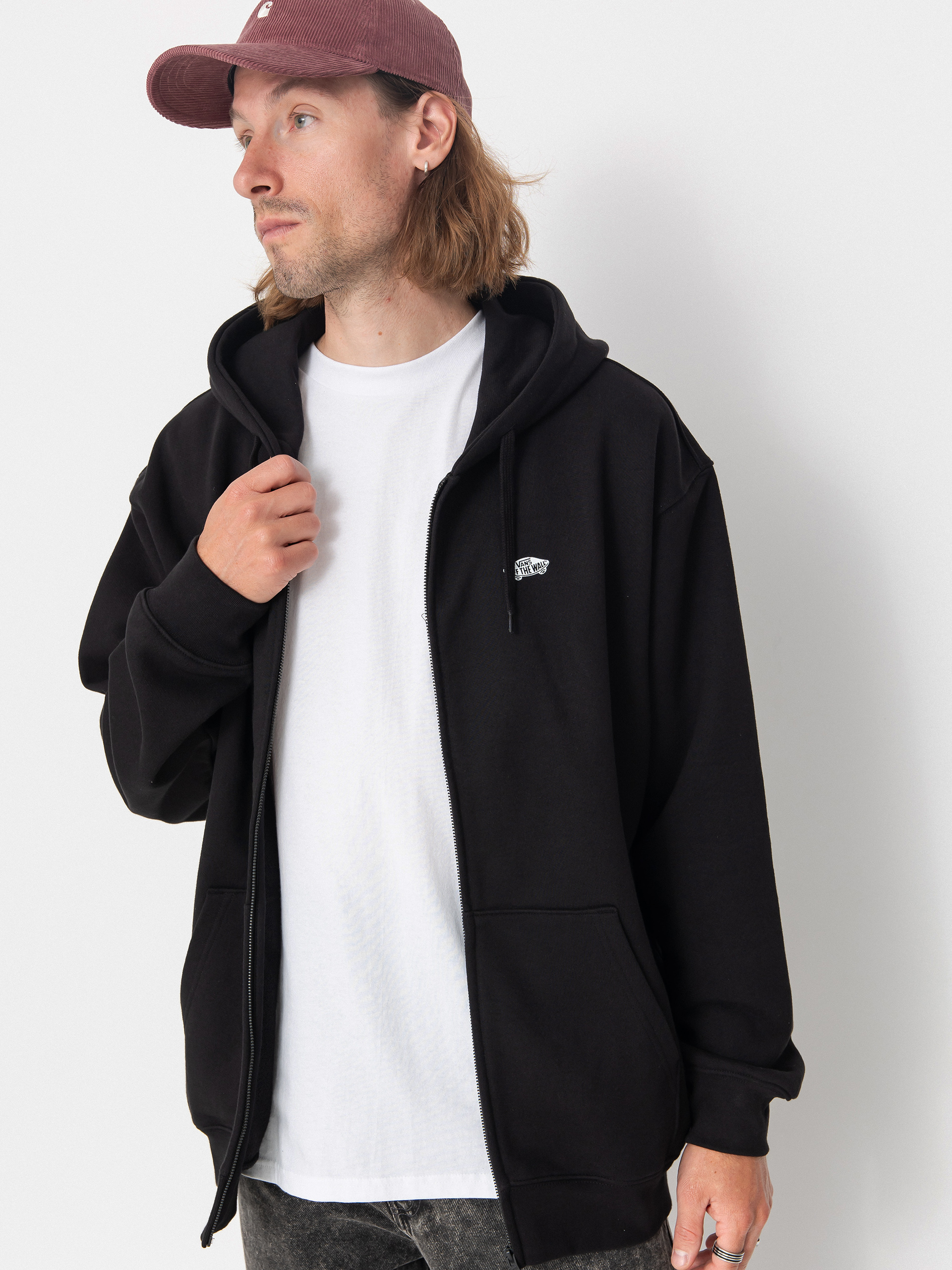 Hanorac cu glugă Vans Style 76 II Loose Ft ZHD (black/white)