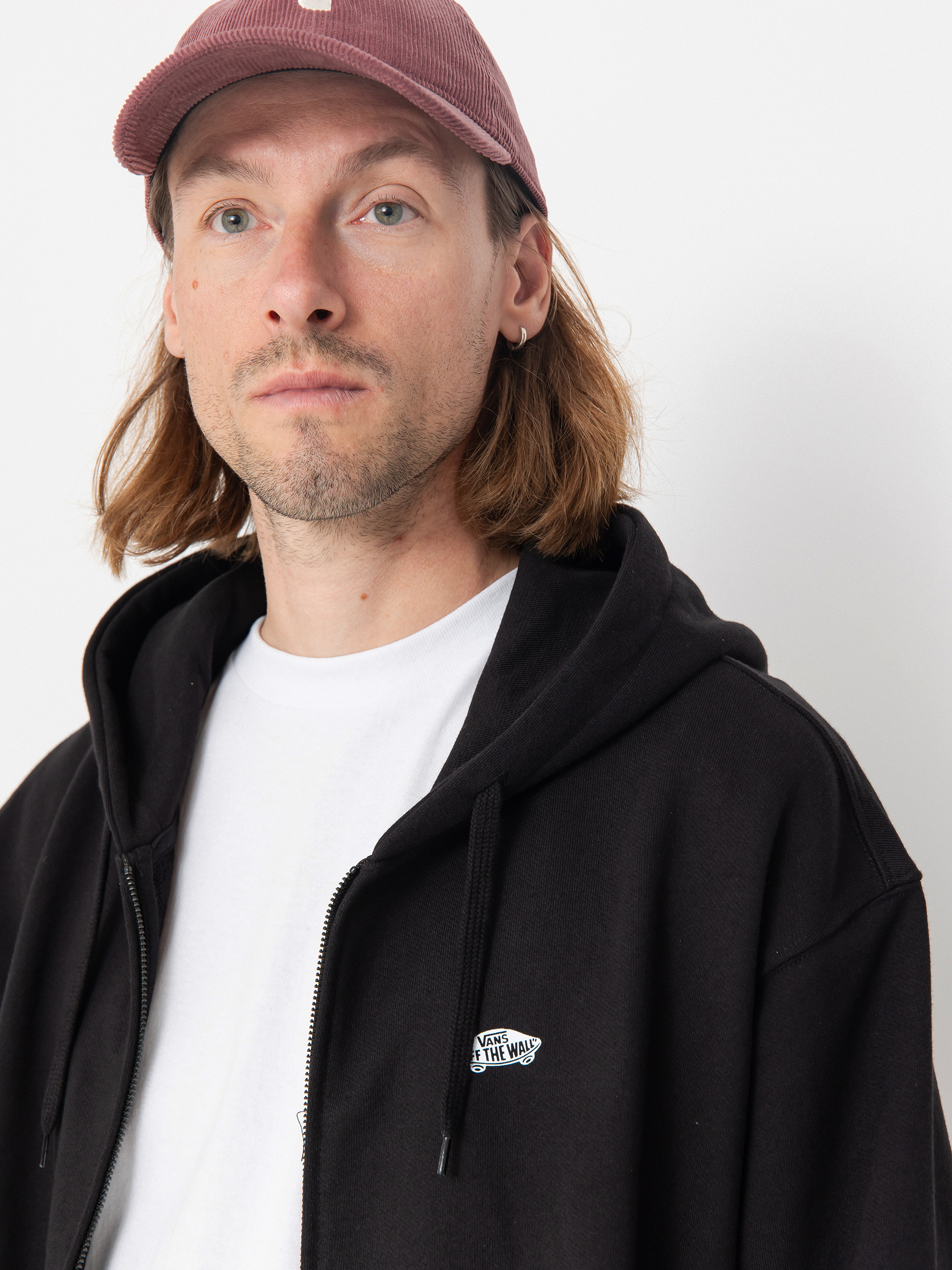 Hanorac cu glugă Vans Style 76 II Loose Ft ZHD (black/white)