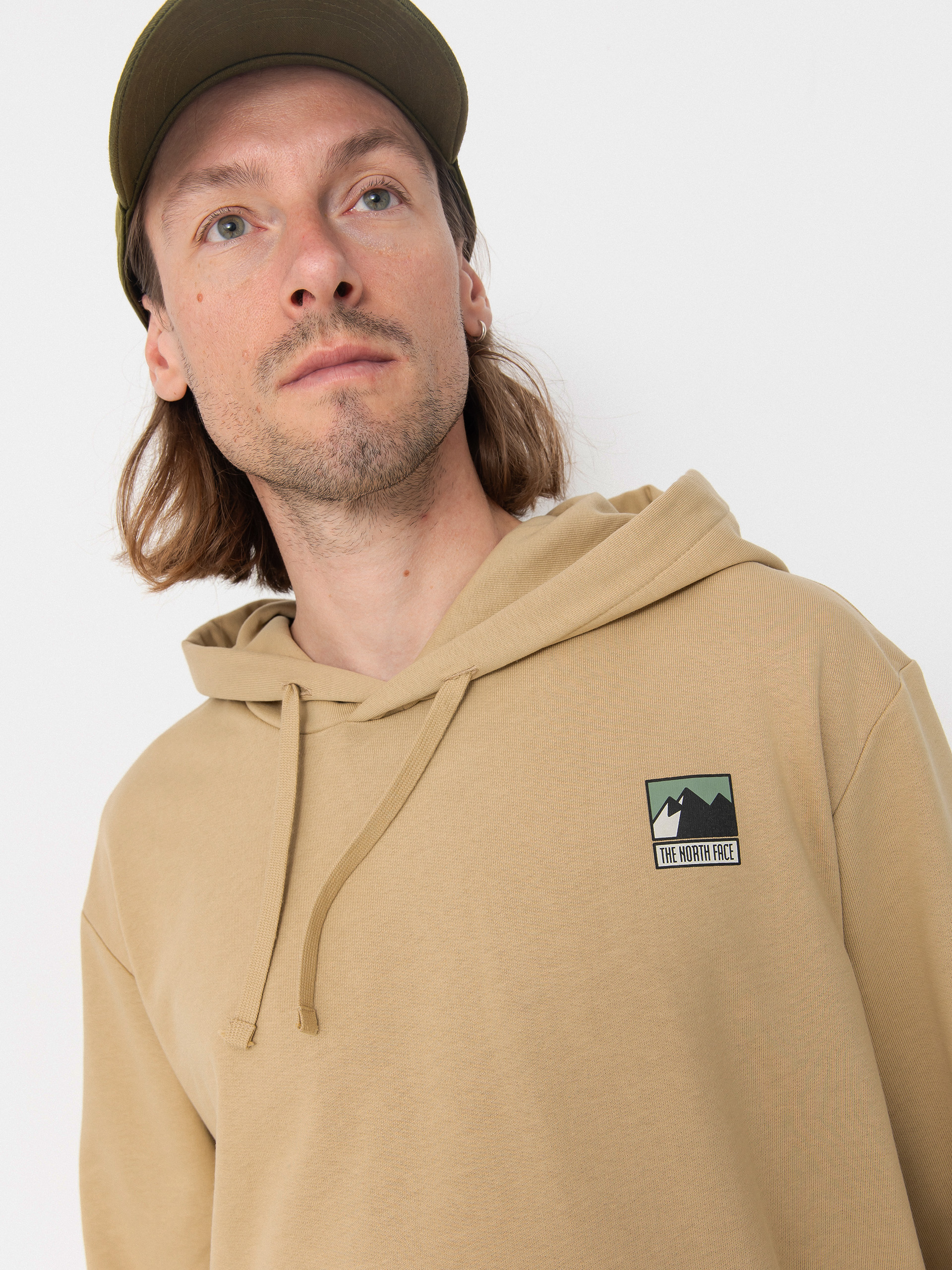Hanorac cu glugă The North Face Mountain Logo Relaxed HD (khaki stone)
