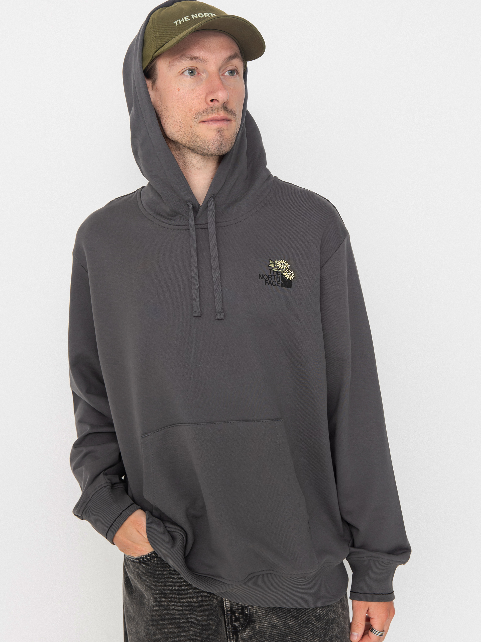 Hanorac cu glugă The North Face Flower Dome Relaxed HD (anthracite grey)