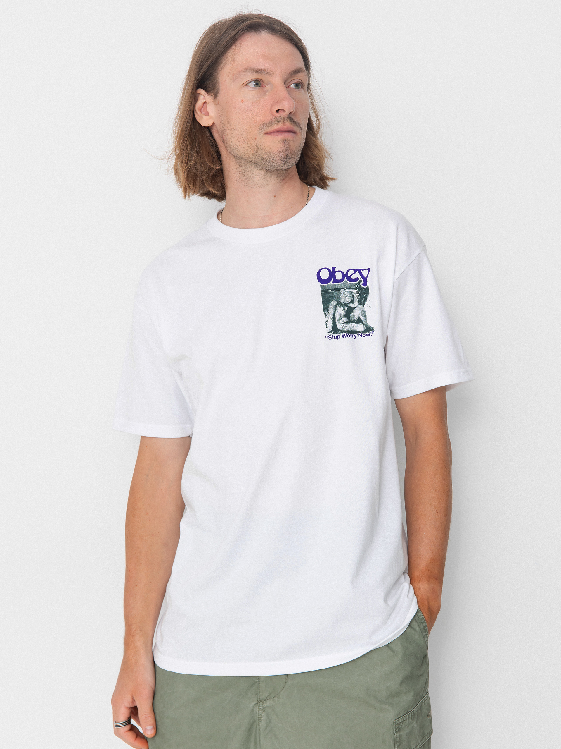 Tricou OBEY Stop Worry Now (white)