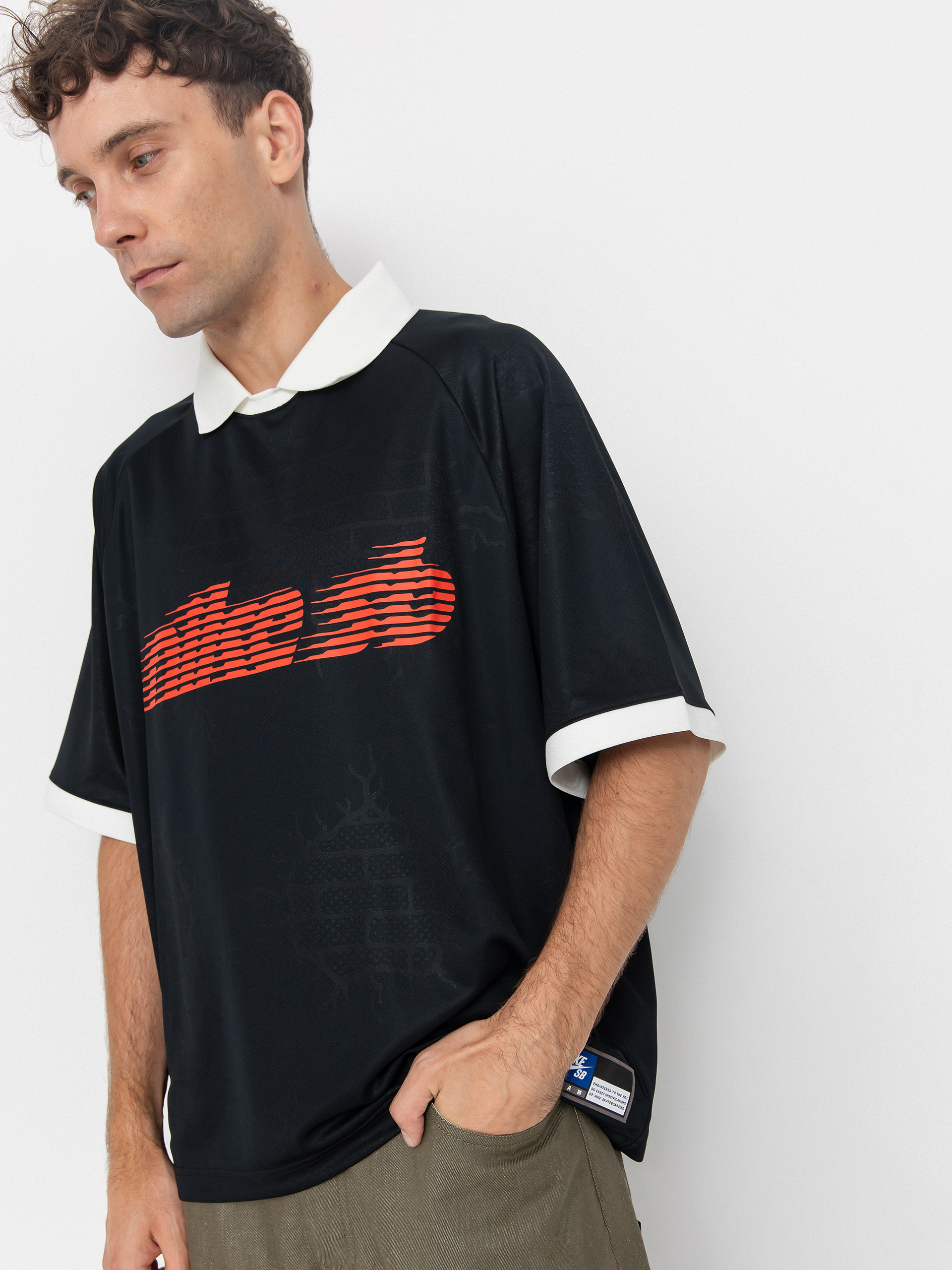 Tricou polo Nike SB DF Jacquard Jersey (black/sail)