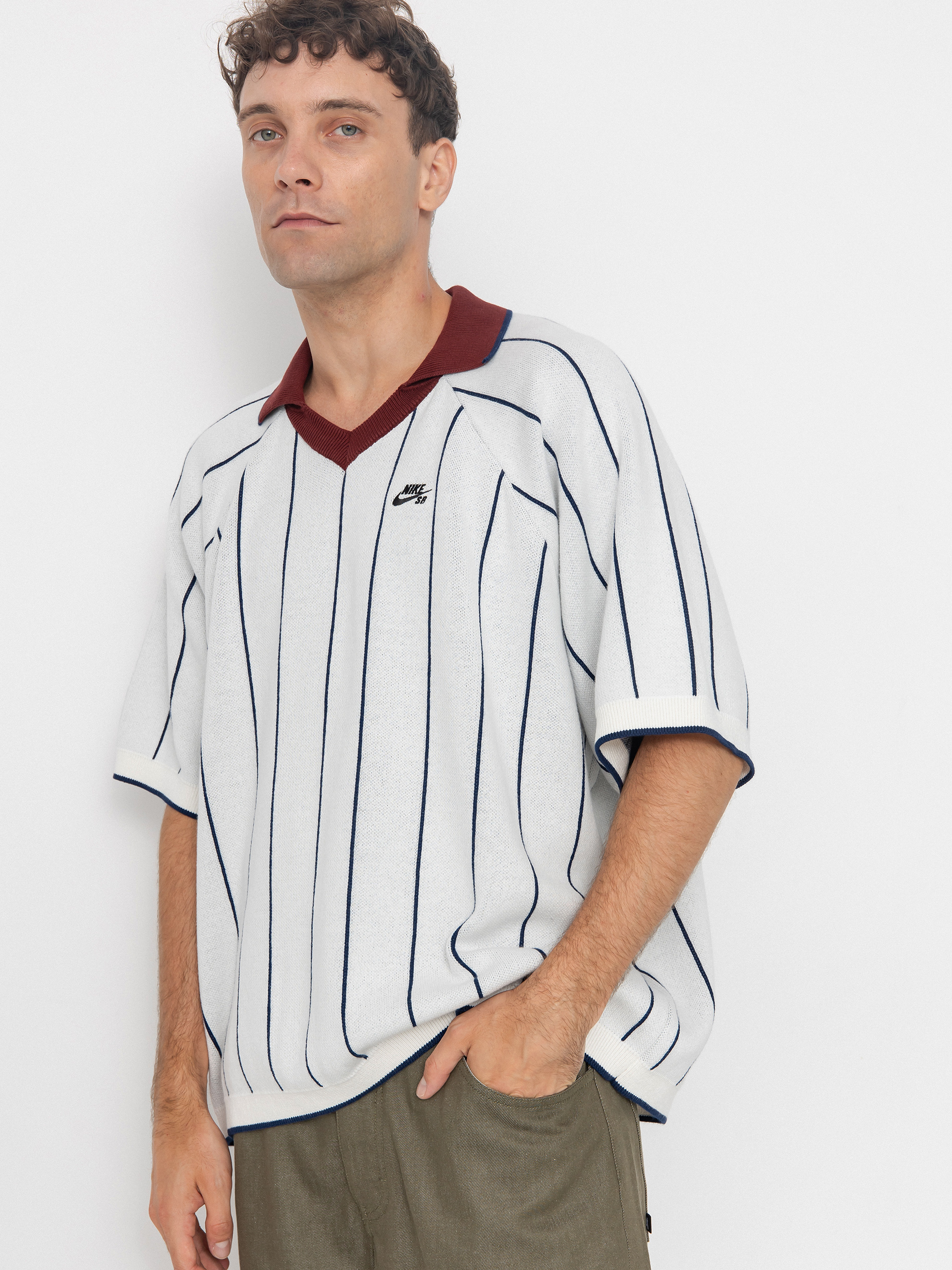 Tricou polo Nike SB Strap Polo Sweat (sail/midnight navy/dark team red)