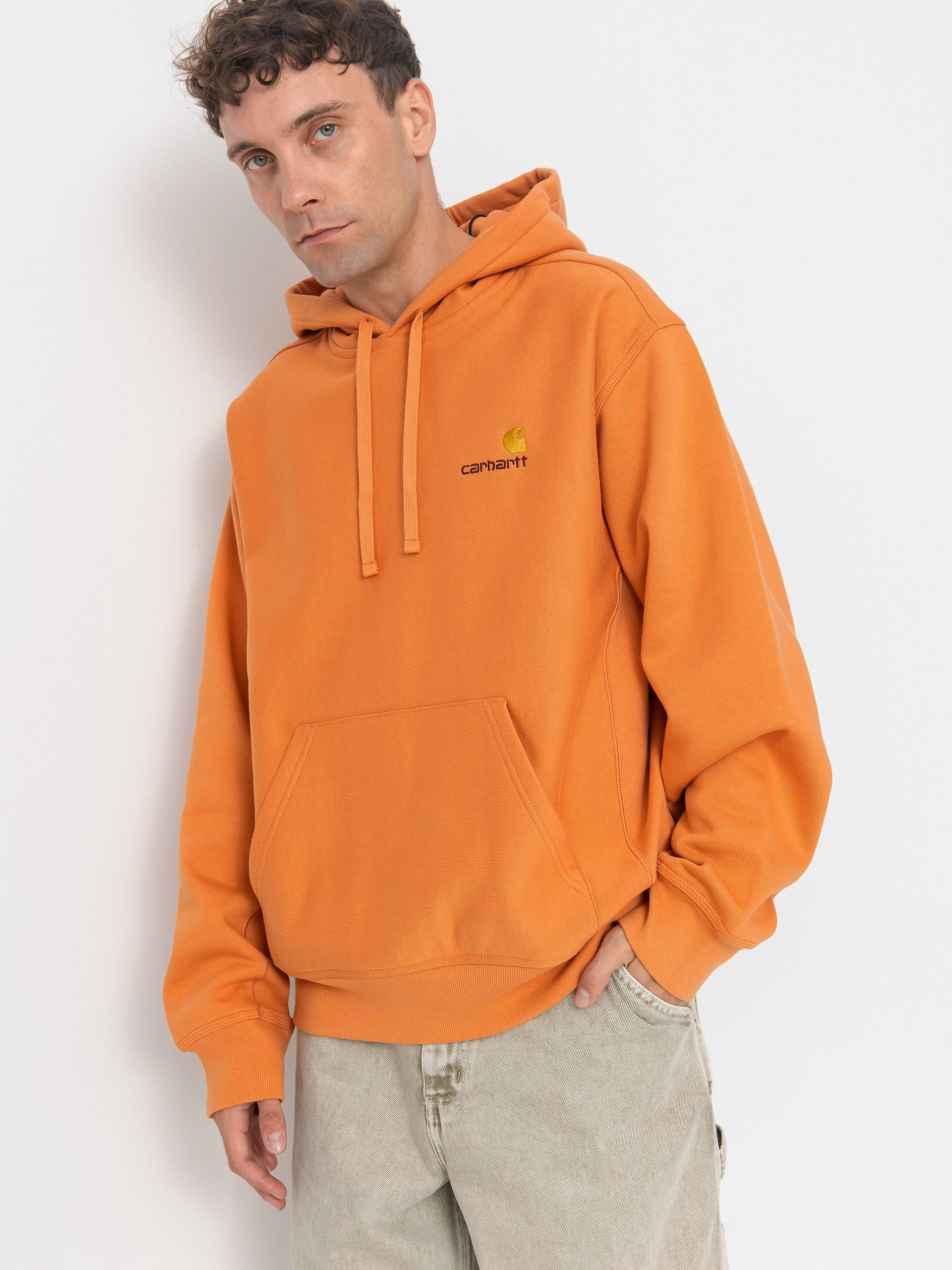 Hanorac cu glugu0103 Carhartt WIP American Script HD (redhaven)