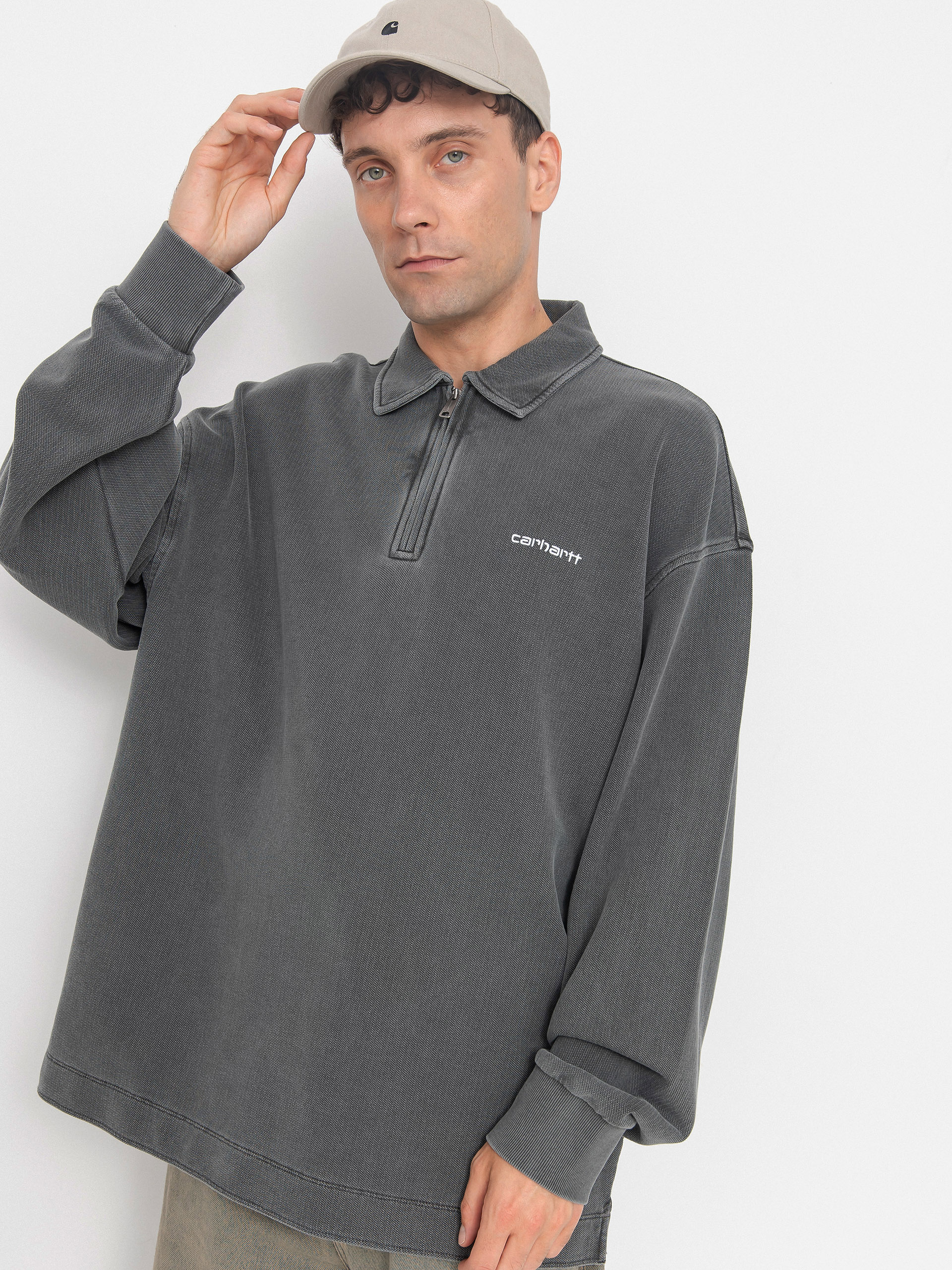 Hanorac Carhartt WIP Piqué Script (black/white/garment dyed)