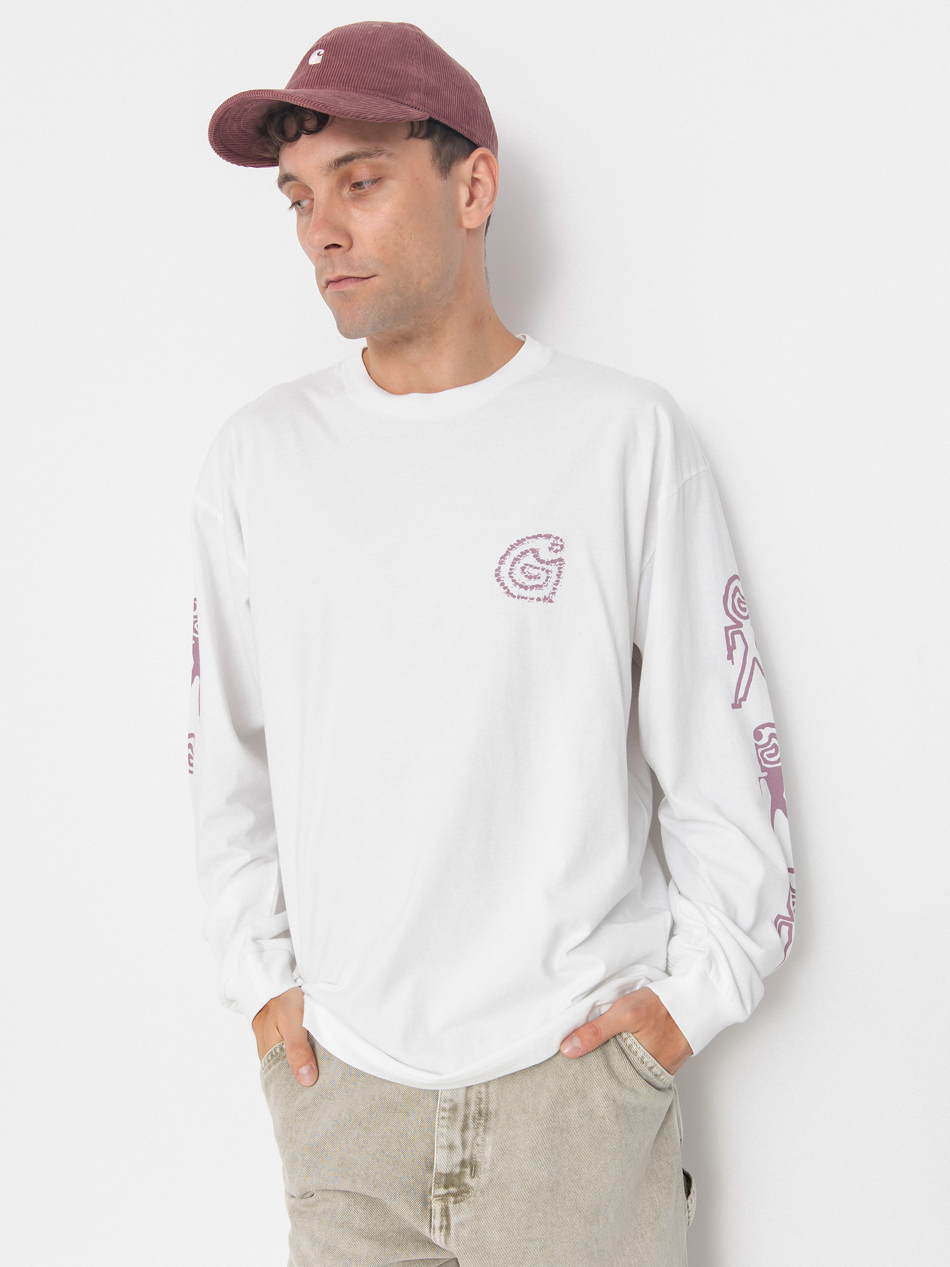 Longsleeve Carhartt WIP Terrestrial (white/pink fog/pigment garment dyed)