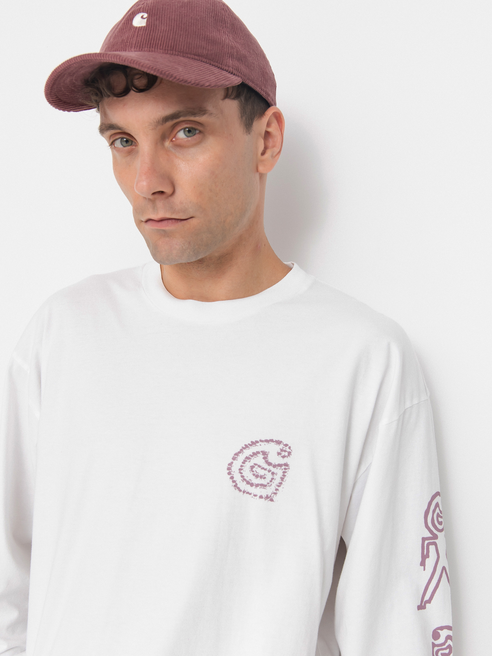 Longsleeve Carhartt WIP Terrestrial (white/pink fog/pigment garment dyed)