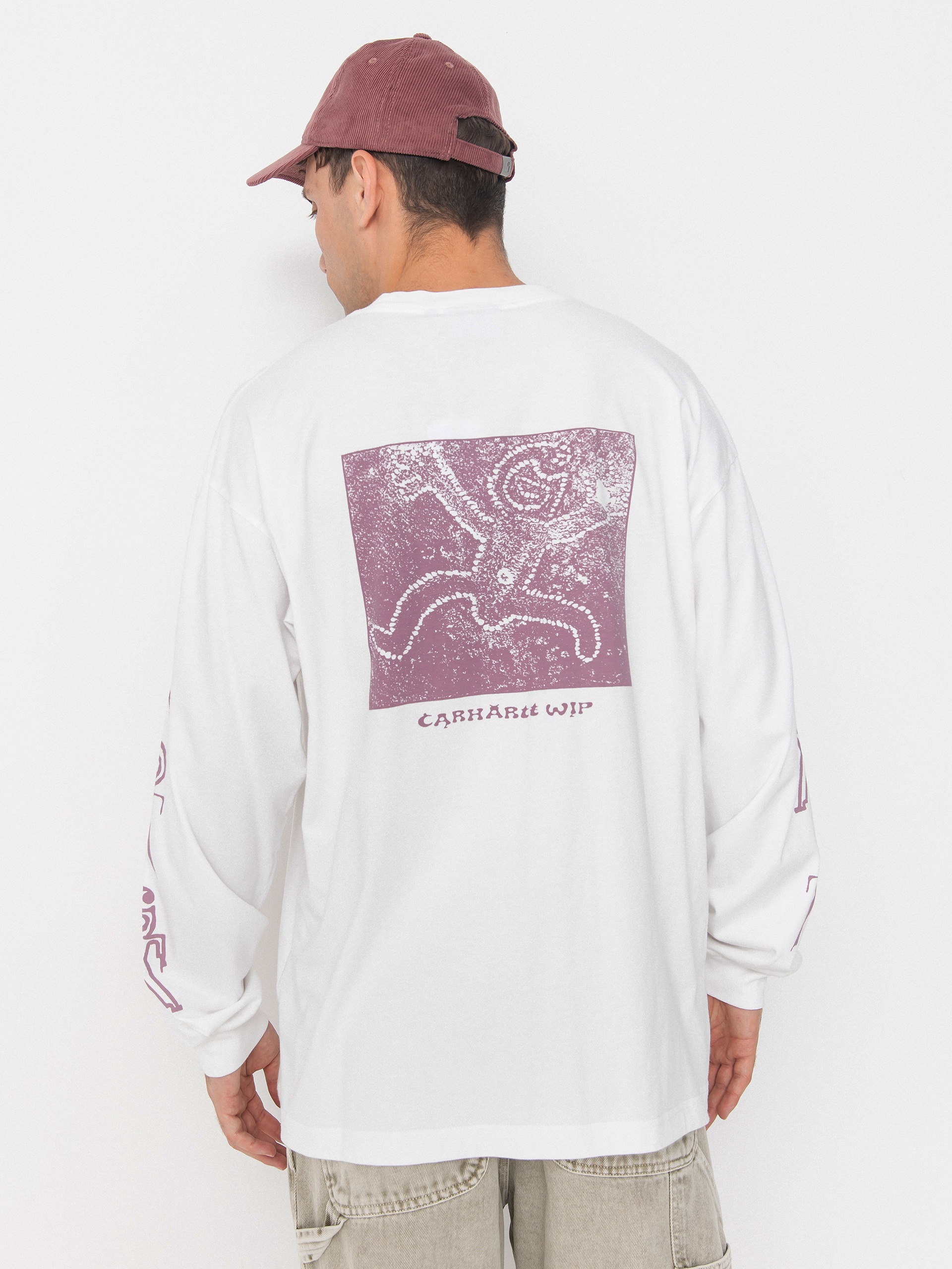 Longsleeve Carhartt WIP Terrestrial (white/pink fog/pigment garment dyed)