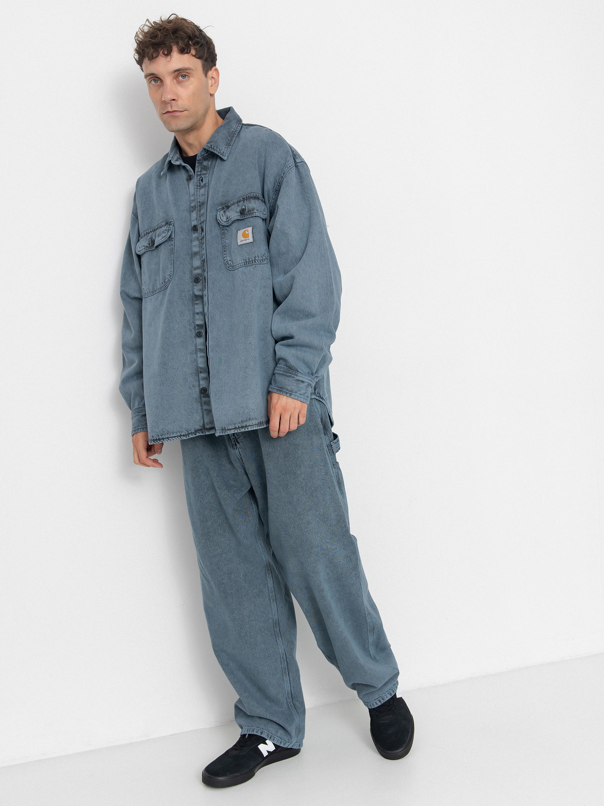 Geacă Carhartt WIP Tigan - albastru (black/blue fog/garment dyed)