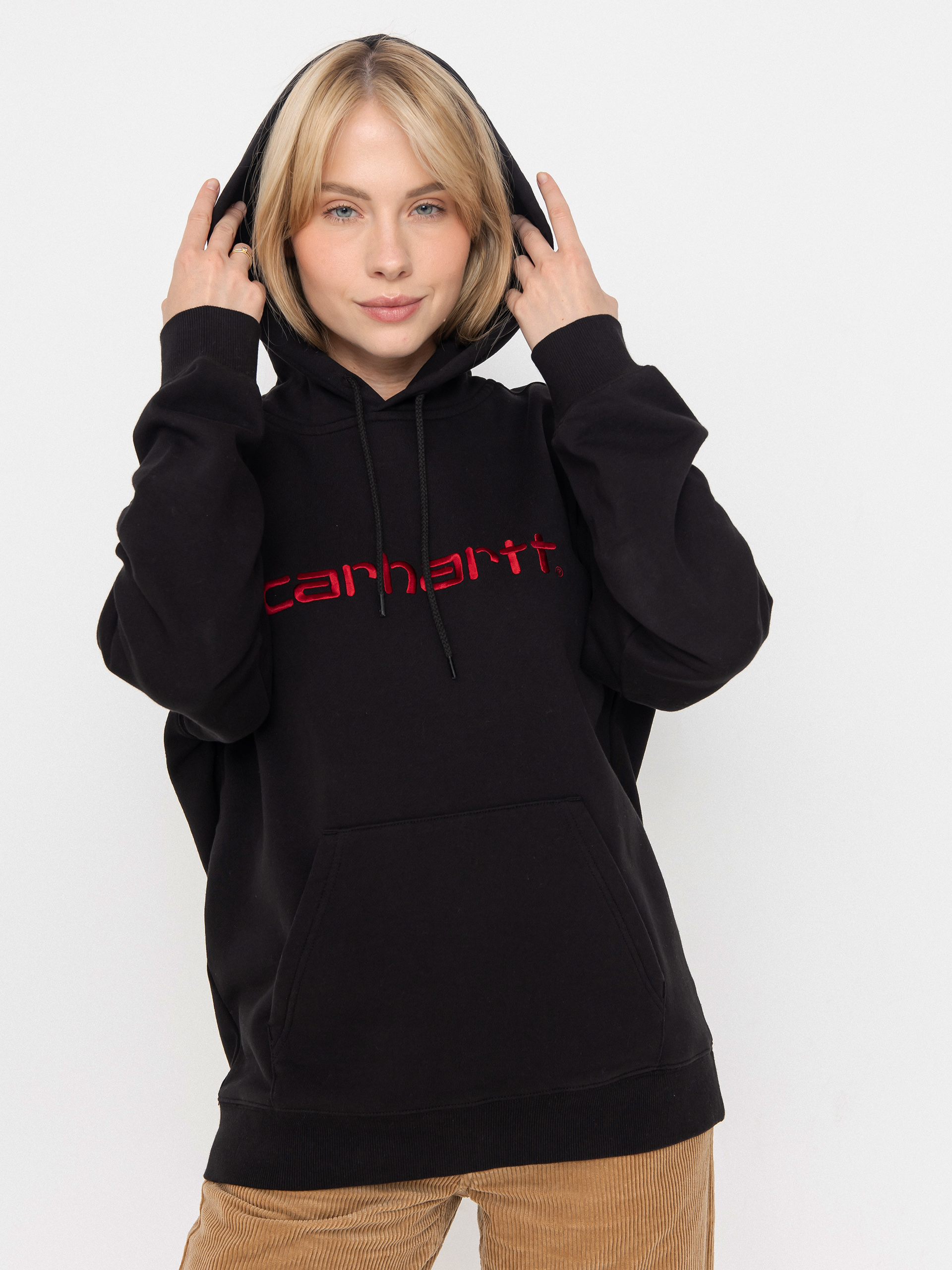 Hanorac cu glugă Carhartt WIP Carhartt HD Wmn (black/scarlet)
