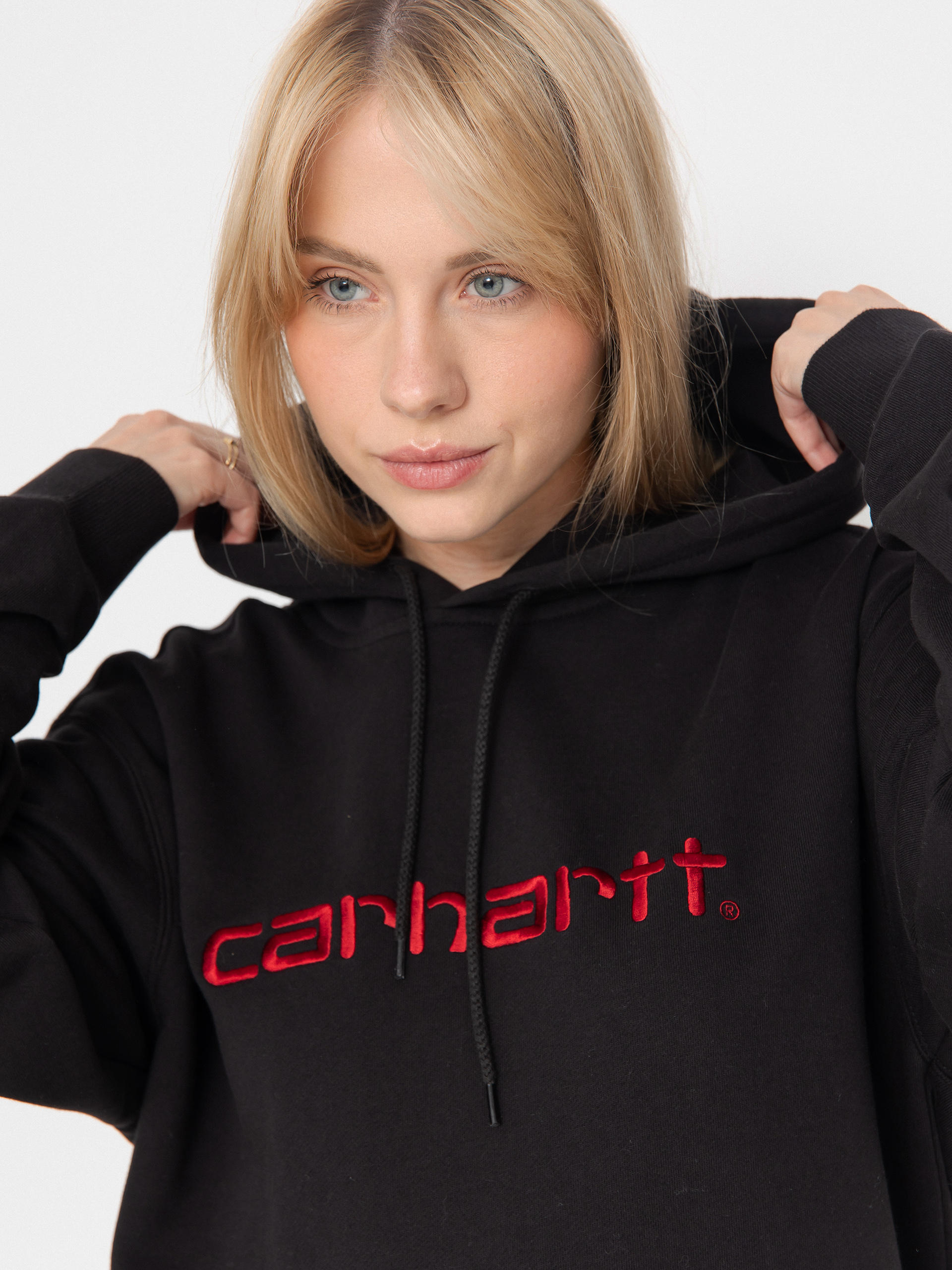 Hanorac cu glugă Carhartt WIP Carhartt HD Wmn (black/scarlet)