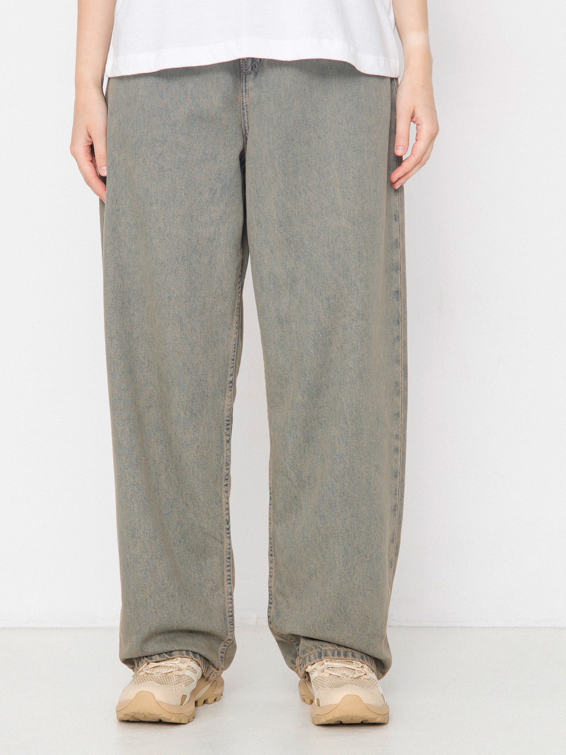 Pantaloni Carhartt WIP Brandon Wmn (blue/leather/garment dyed)