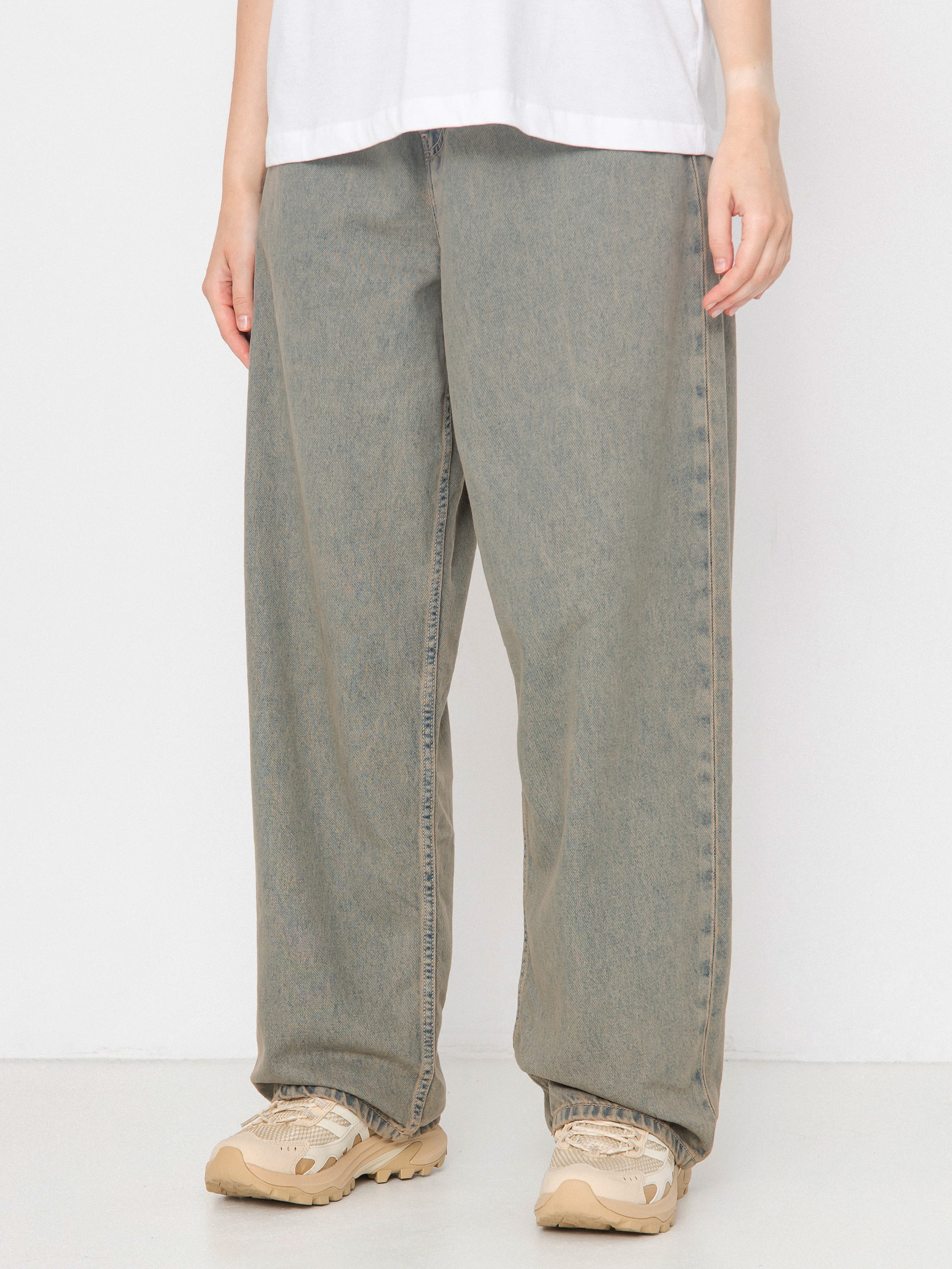 Pantaloni Carhartt WIP Brandon Wmn (blue/leather/garment dyed)