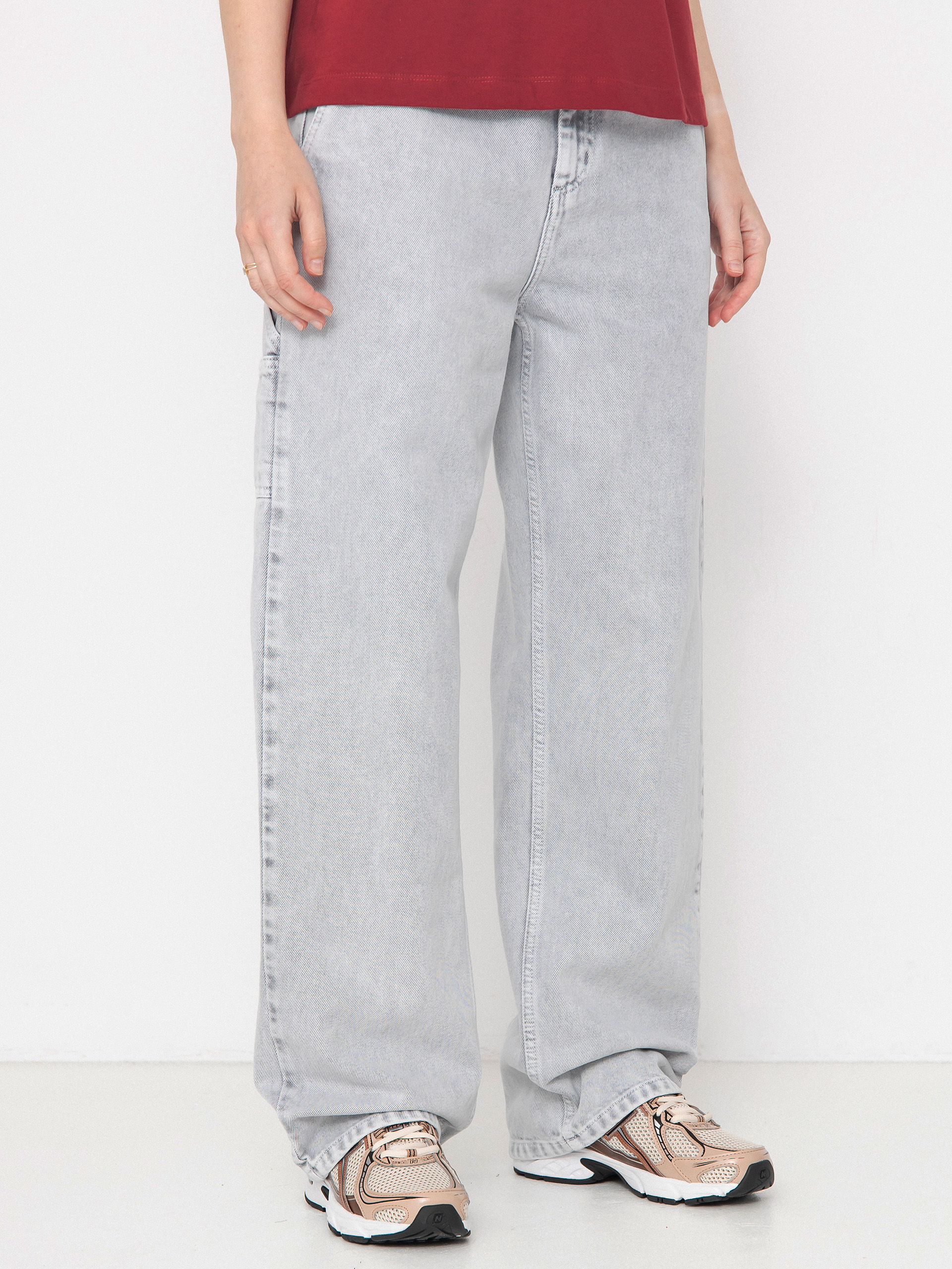 Pantaloni Carhartt WIP Pierce Straight Wmn (black/chalk wash)