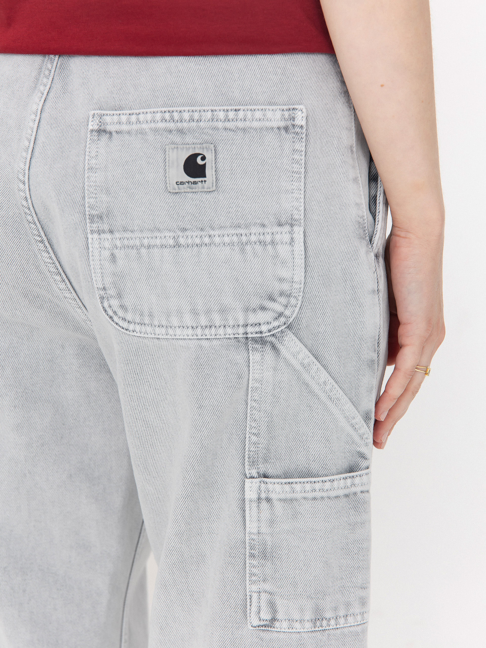 Pantaloni Carhartt WIP Pierce Straight Wmn (black/chalk wash)