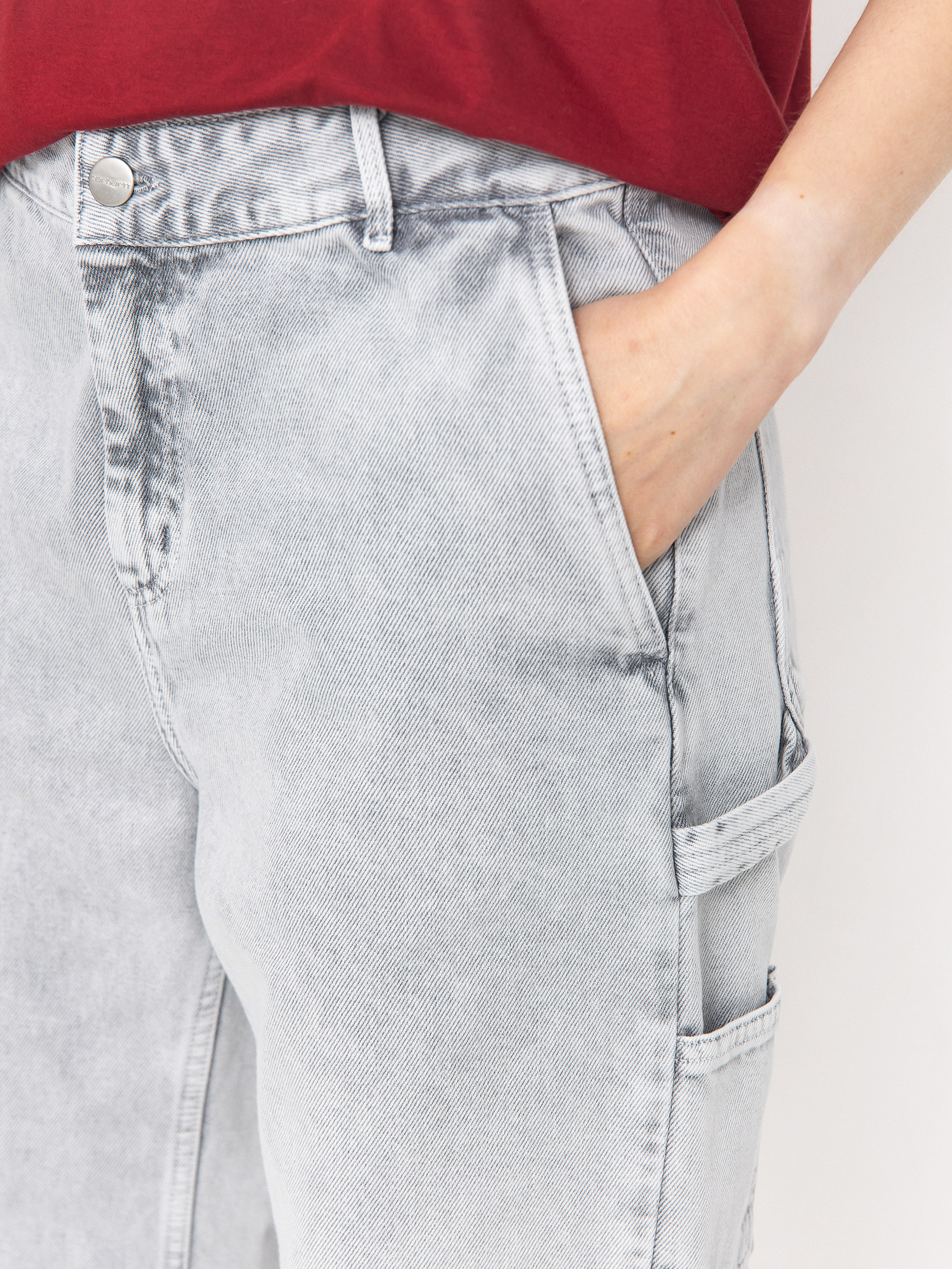 Pantaloni Carhartt WIP Pierce Straight Wmn (black/chalk wash)