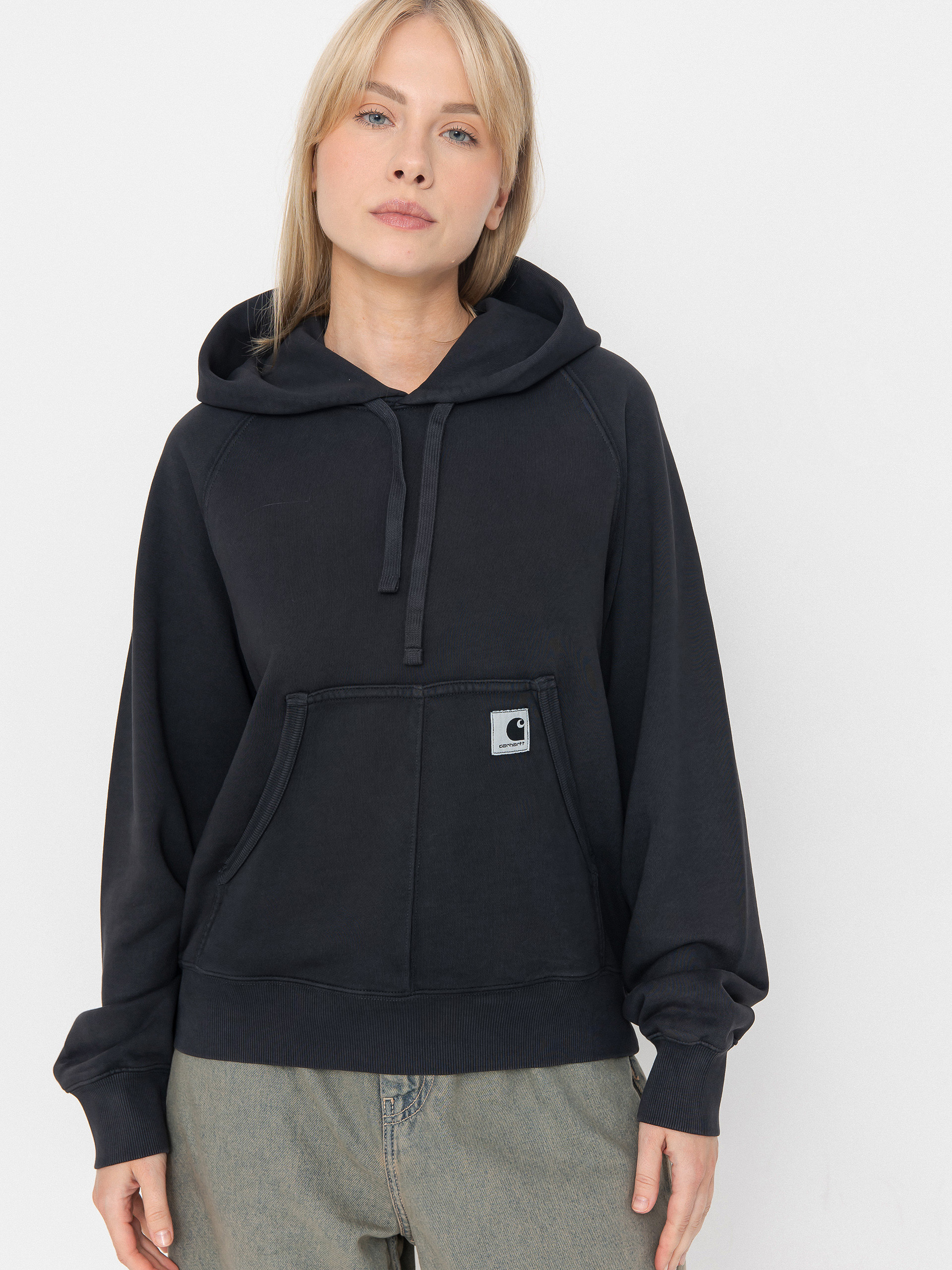 Hanorac cu glugă Carhartt WIP Hudson HD Wmn (black/chalk wash)