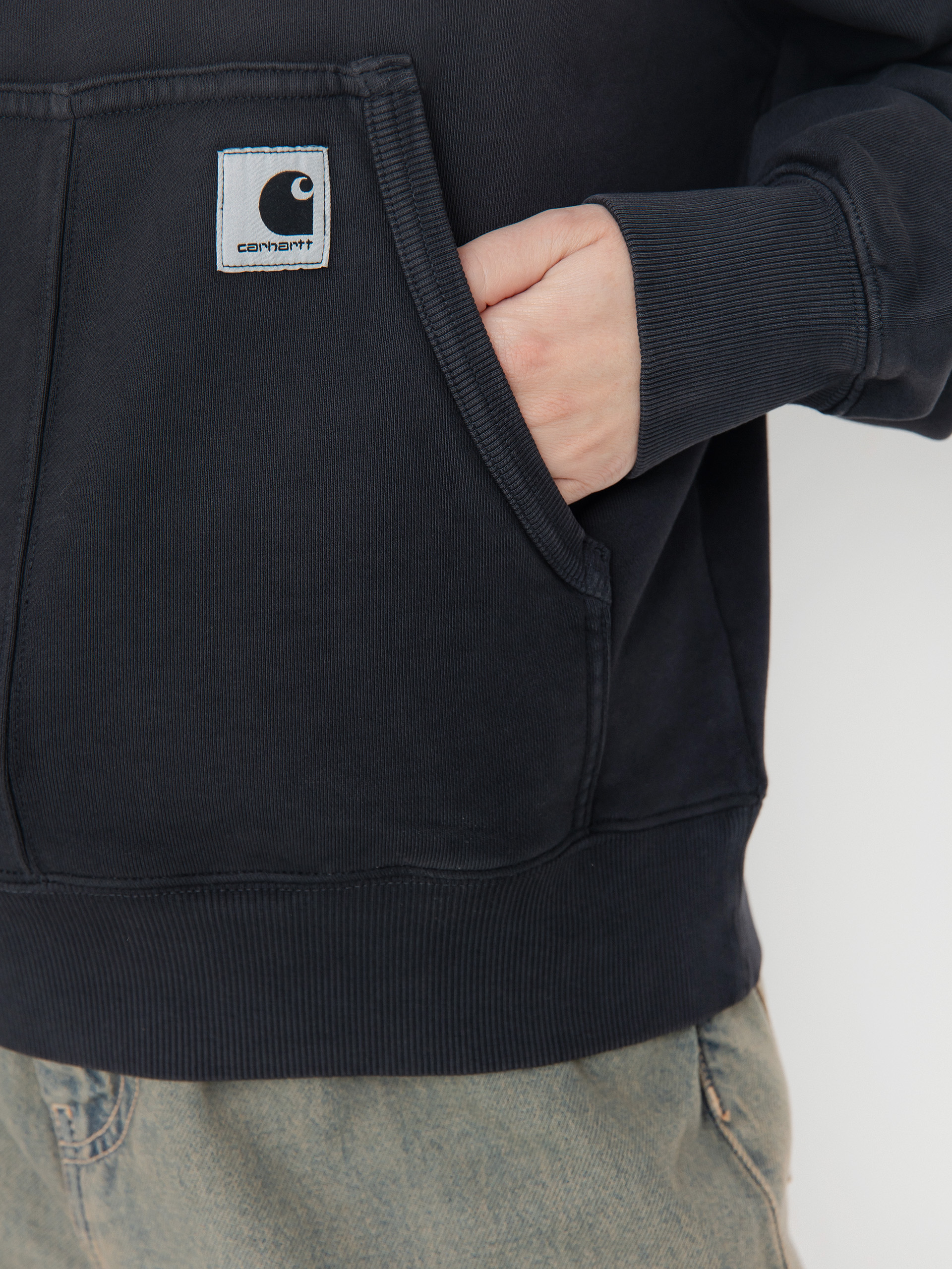 Hanorac cu glugă Carhartt WIP Hudson HD Wmn (black/chalk wash)