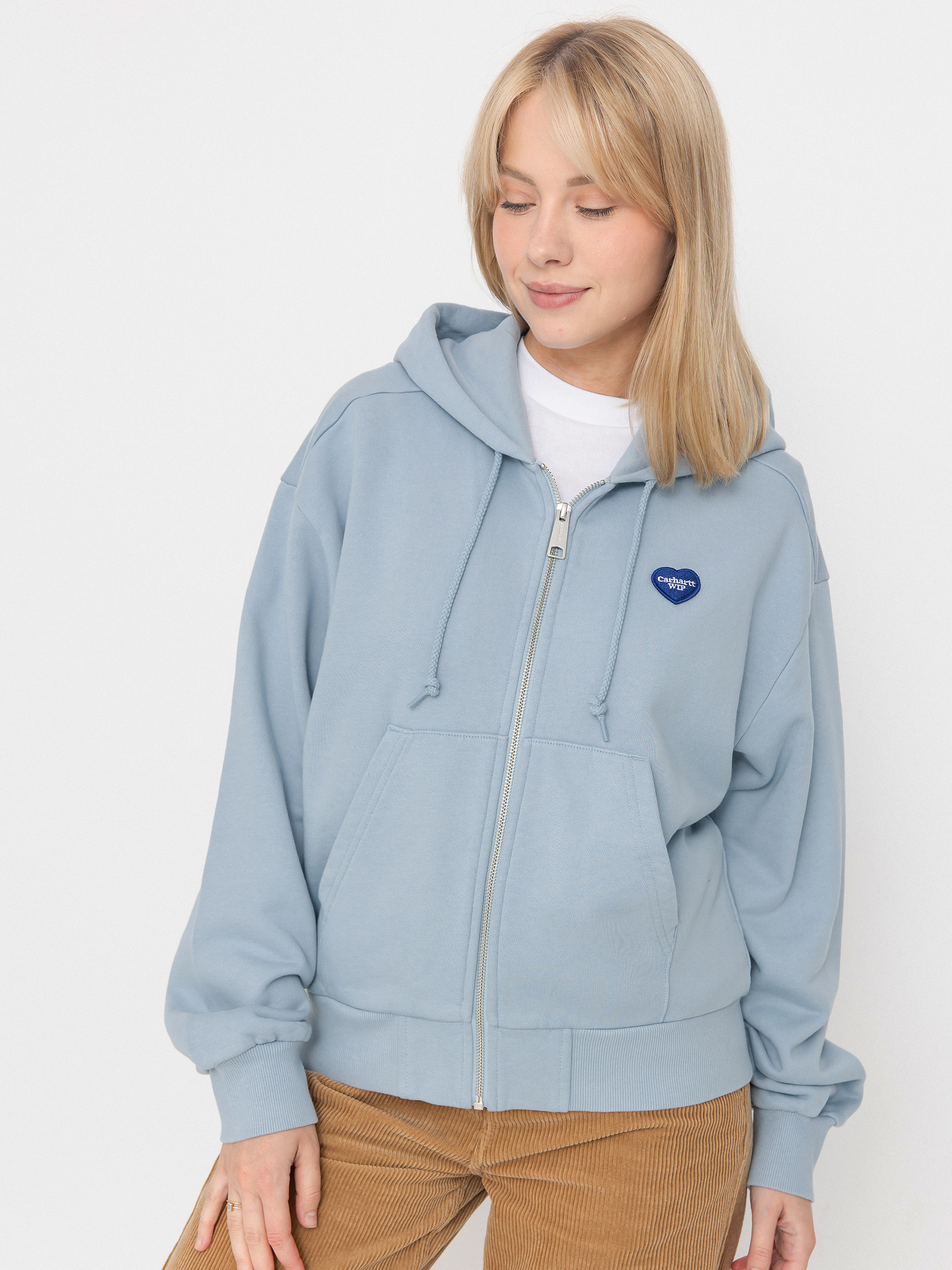 Hanorac cu glugă Carhartt WIP Heart II Hartt ZHD Wmn (blue fog)