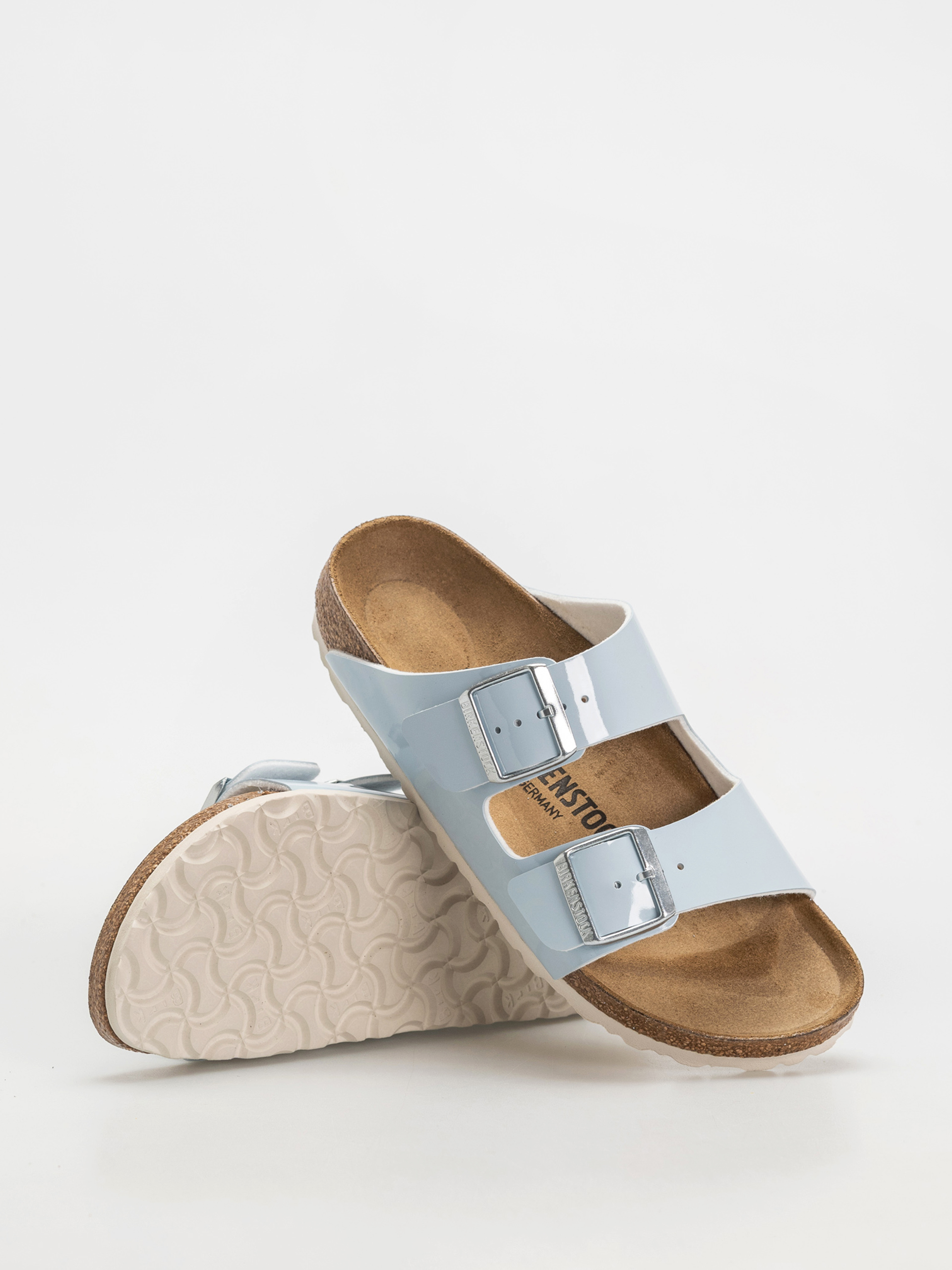 Șlapi Birkenstock Arizona Briko Flor Narrow Wmn (patent baby blue)