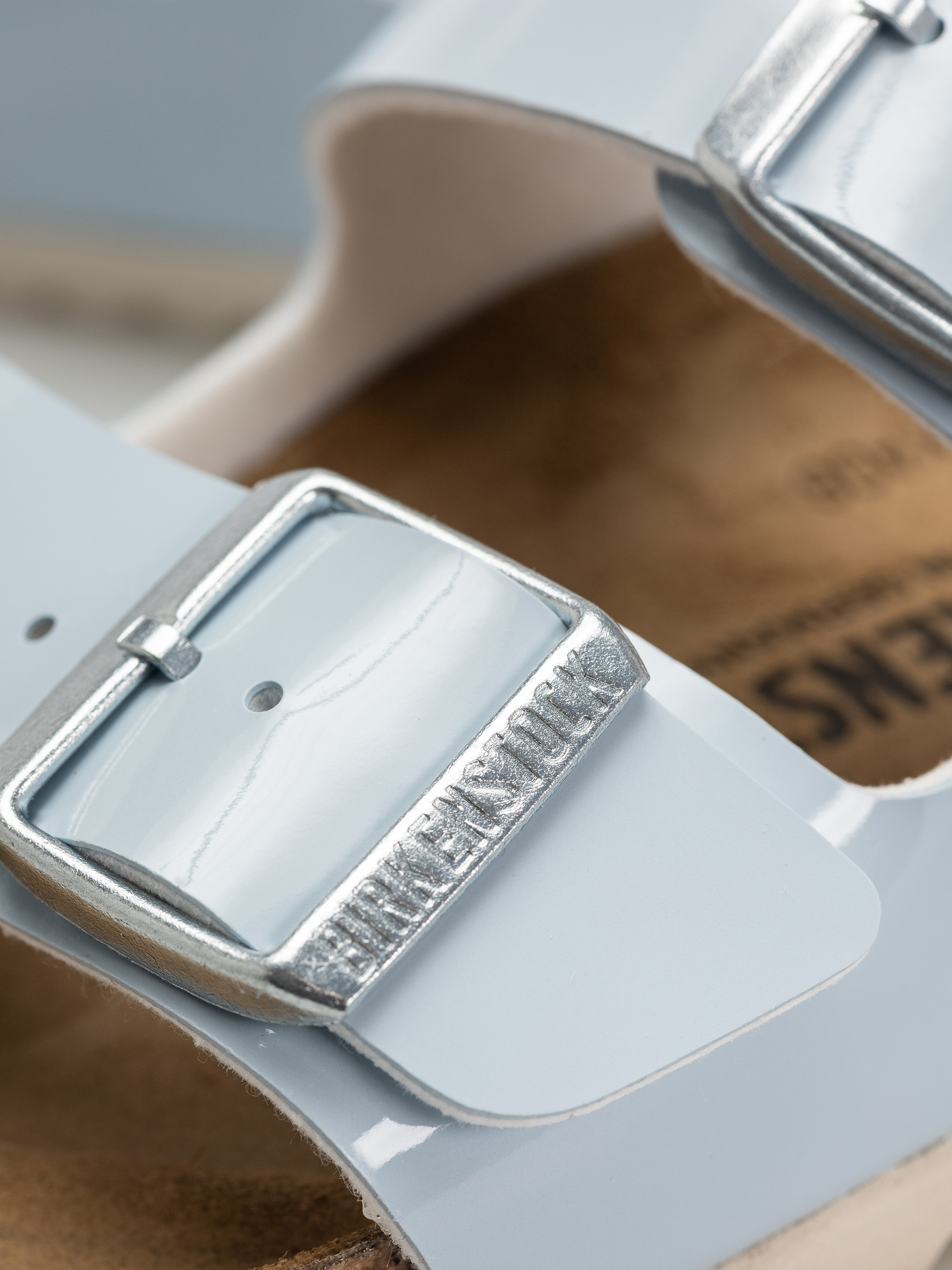 Șlapi Birkenstock Arizona Briko Flor Narrow Wmn (patent baby blue)