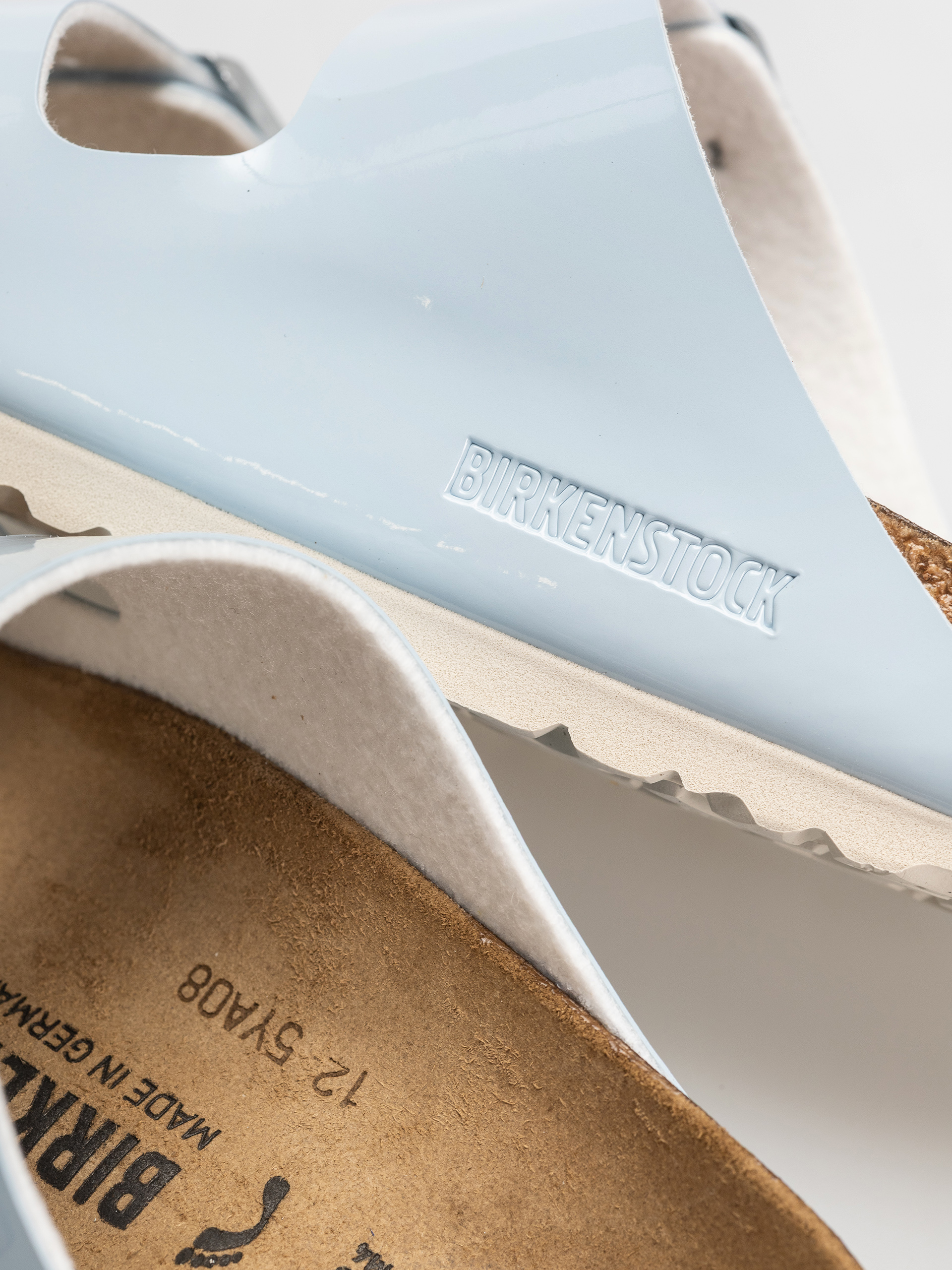 Șlapi Birkenstock Arizona Briko Flor Narrow Wmn (patent baby blue)