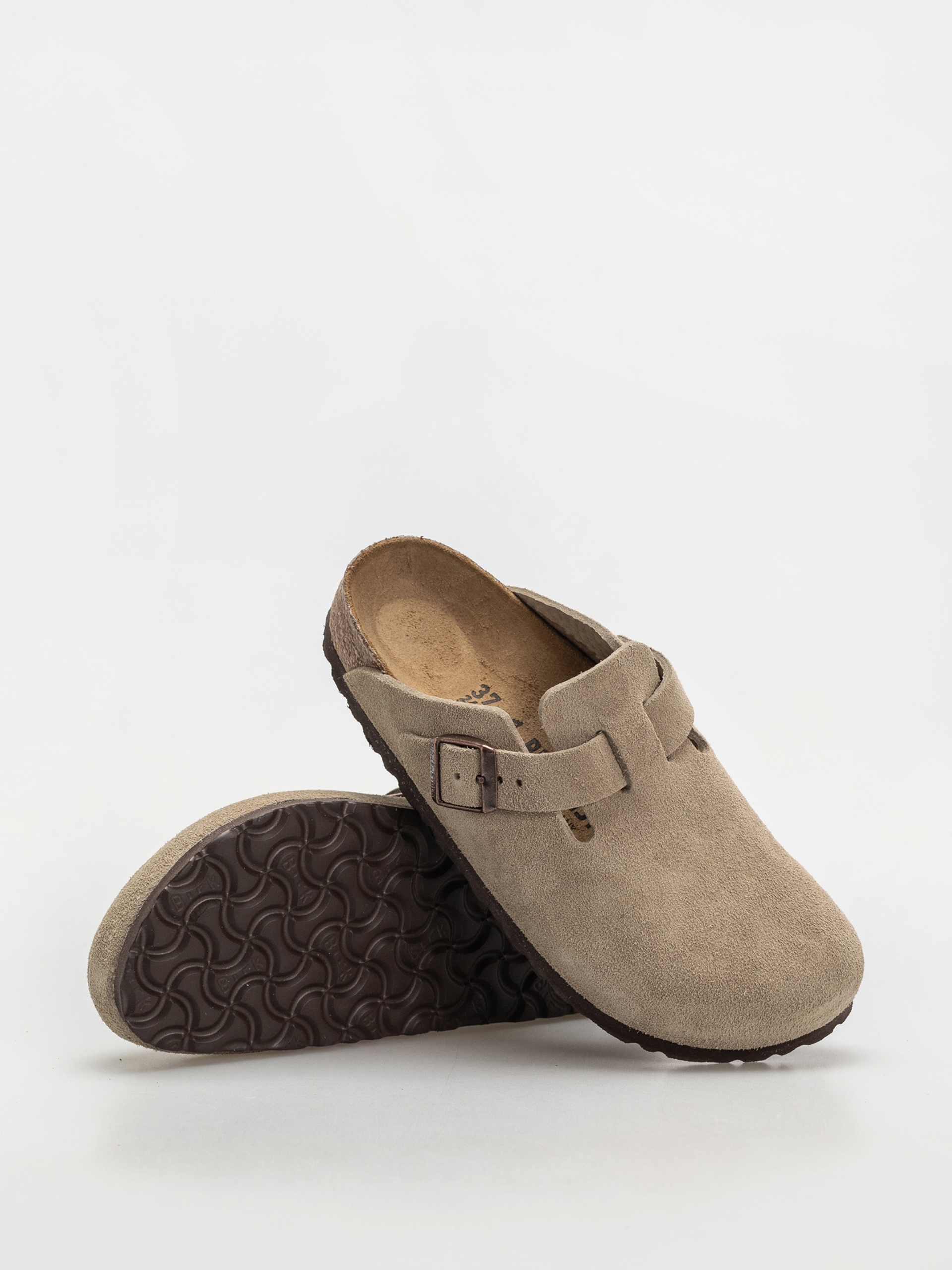 Șlapi Birkenstock Boston Suede Leather Narrow Wmn (taupe)