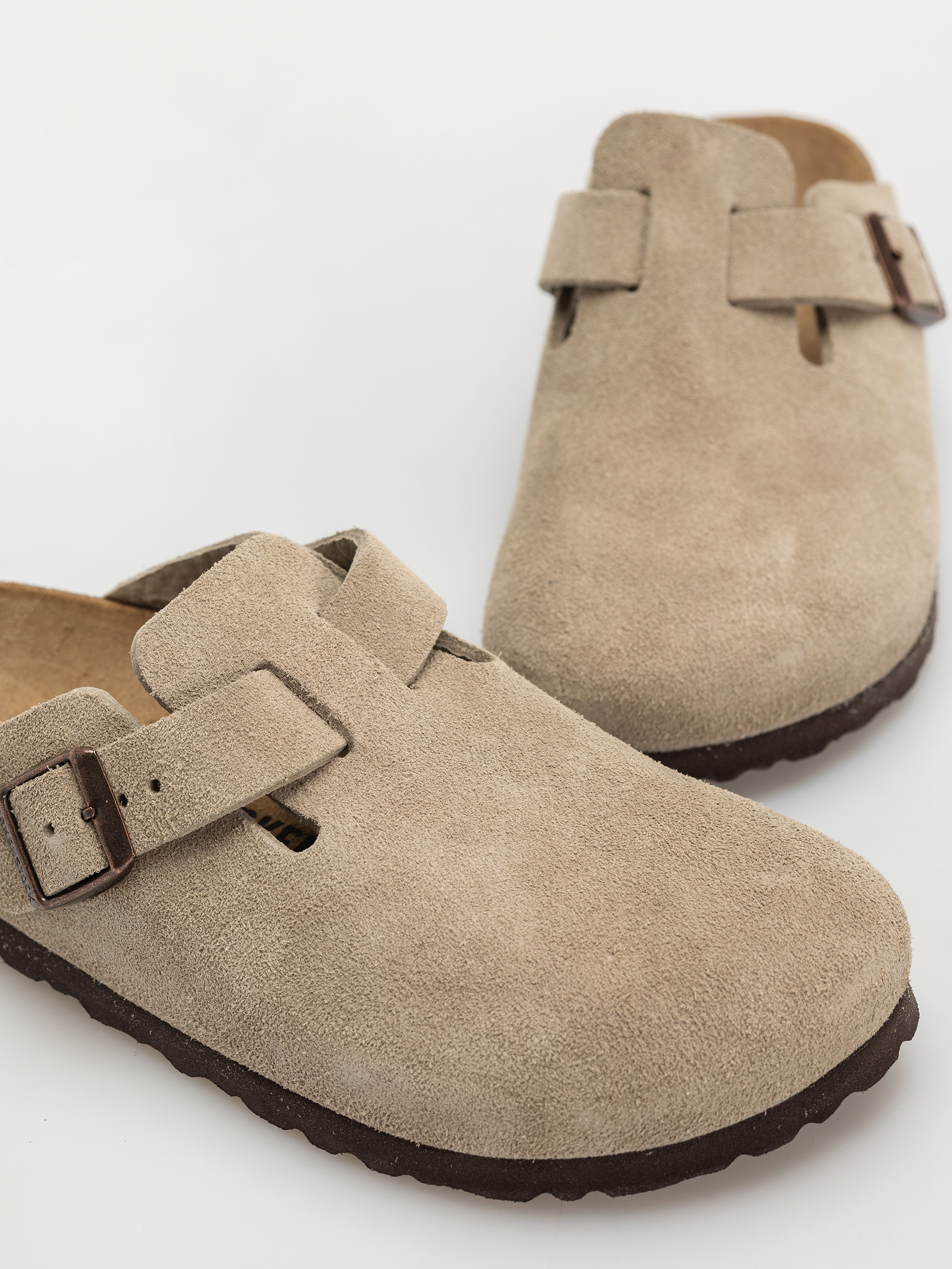 Șlapi Birkenstock Boston Suede Leather Narrow Wmn (taupe)