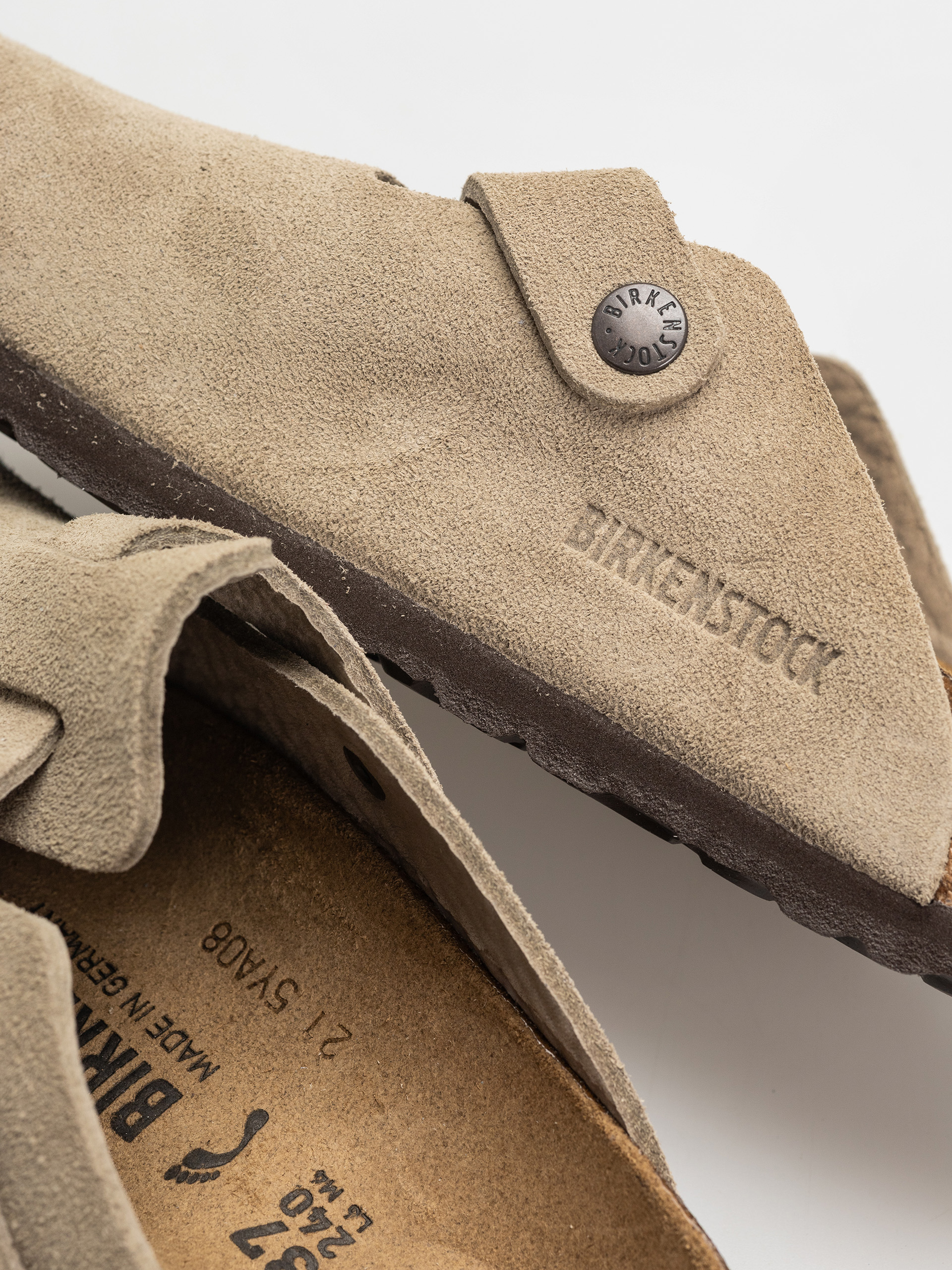 Șlapi Birkenstock Boston Suede Leather Narrow Wmn (taupe)