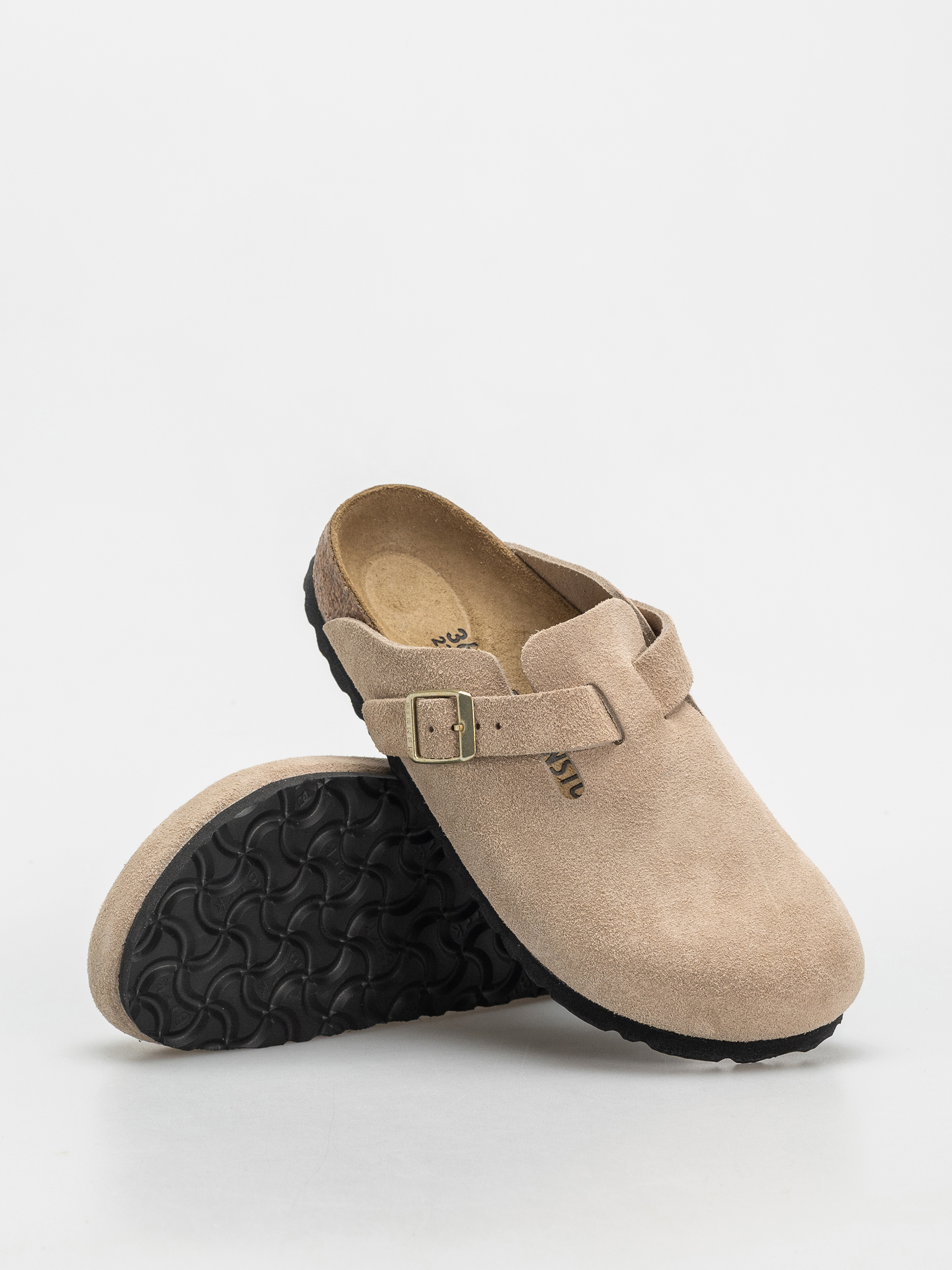 Șlapi Birkenstock Boston Suede Leather Narrow Wmn (sandcastle)