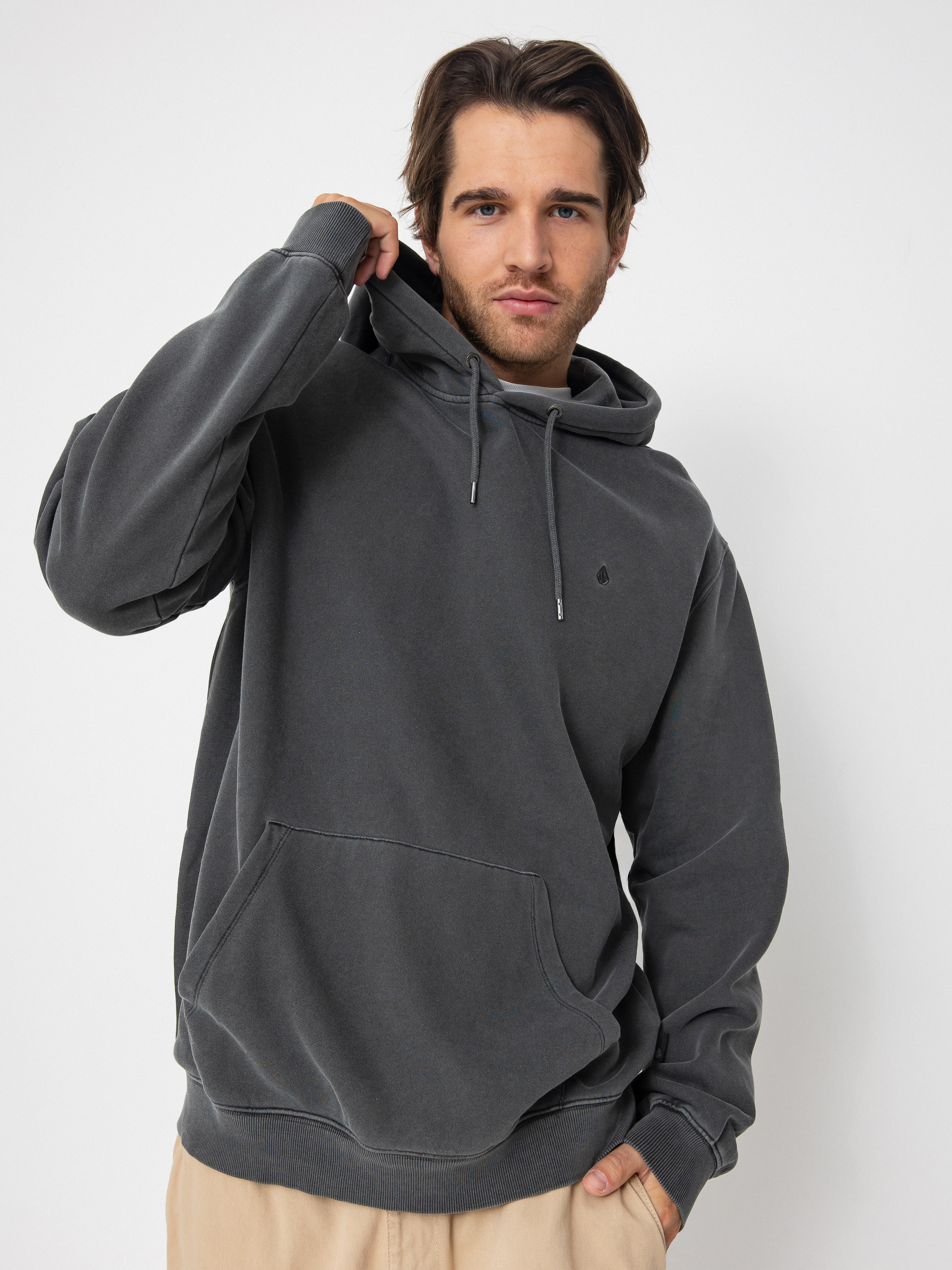 Hanorac cu glugă Volcom Single Stone Pw HD (asphalt black)