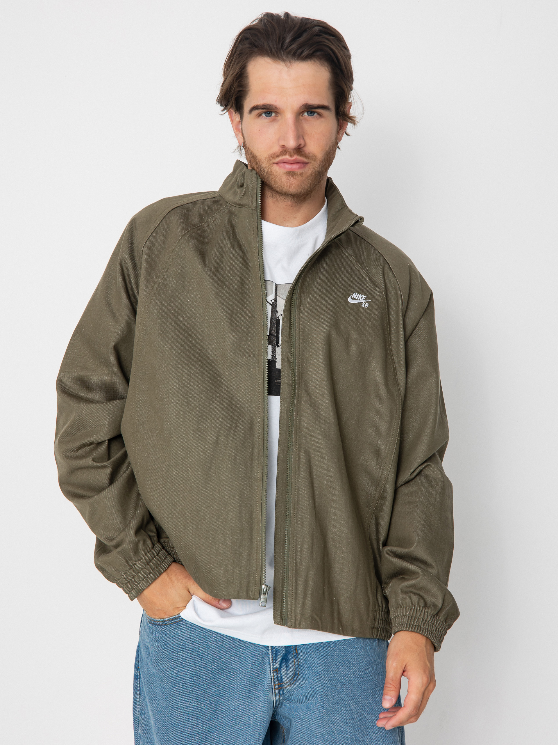 Geacă Nike SB Denim FZ Trak (medium olive/white)