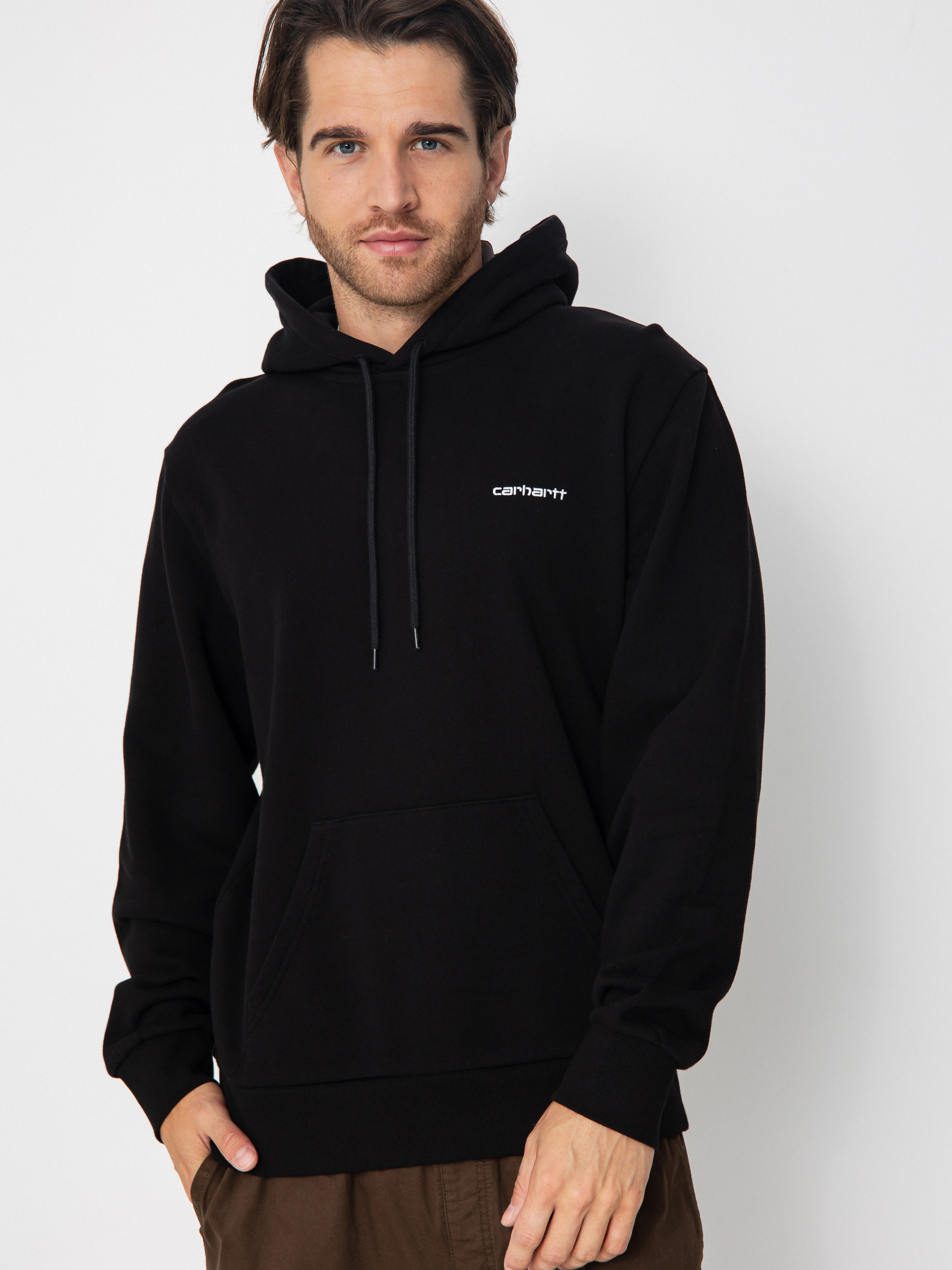 Hanorac cu glugu0103 Carhartt WIP Script Embroidery HD (black/white)