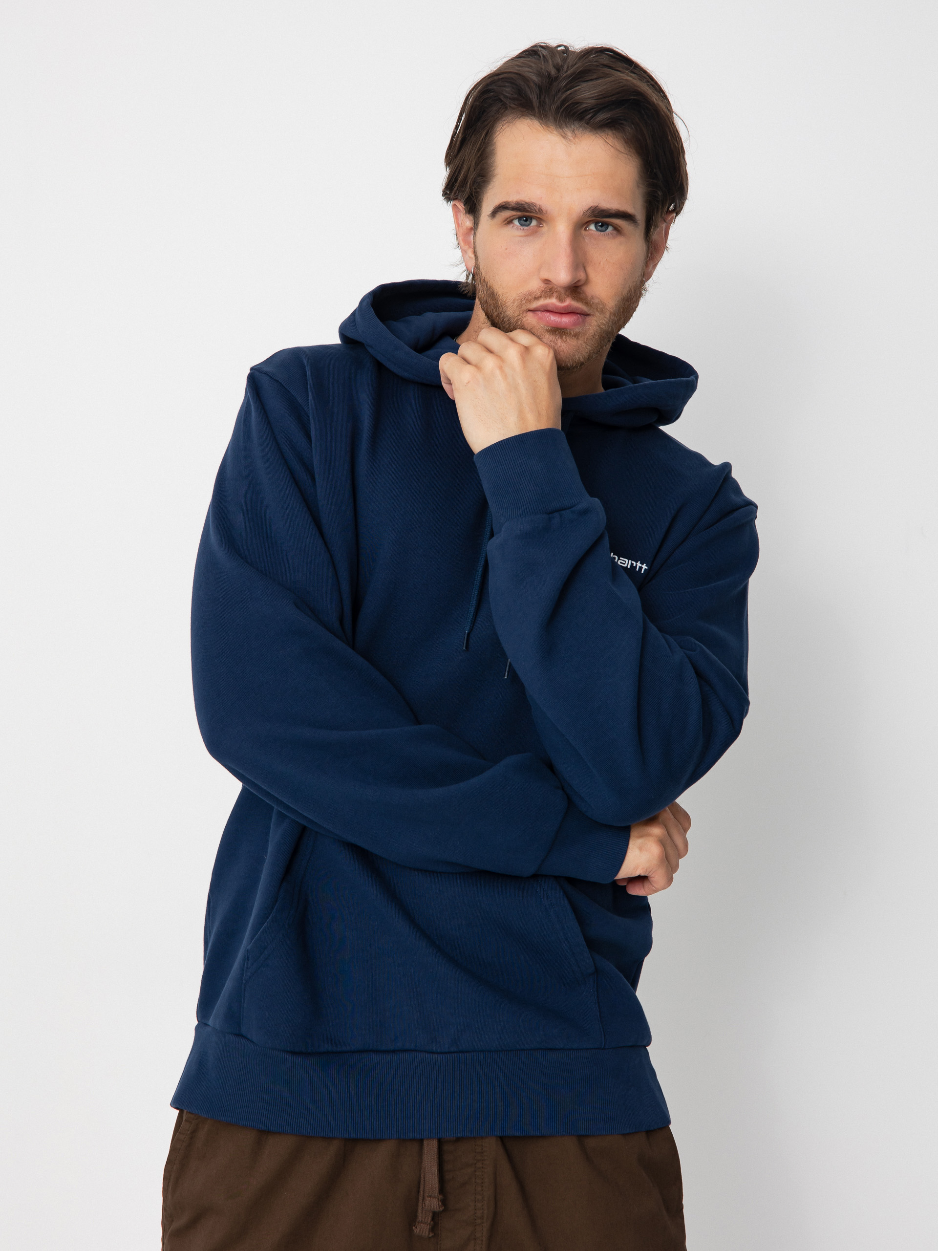 Hanorac cu glugă Carhartt WIP Script Embroidery HD (jupiter/white)