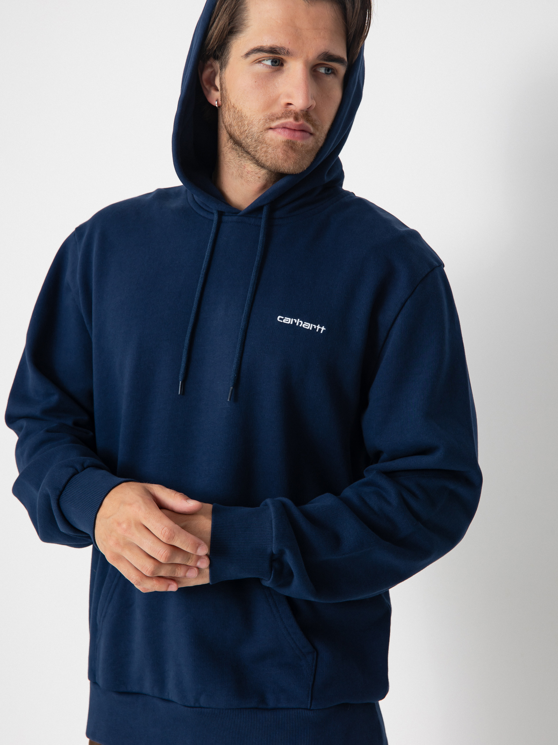 Hanorac cu glugă Carhartt WIP Script Embroidery HD (jupiter/white)