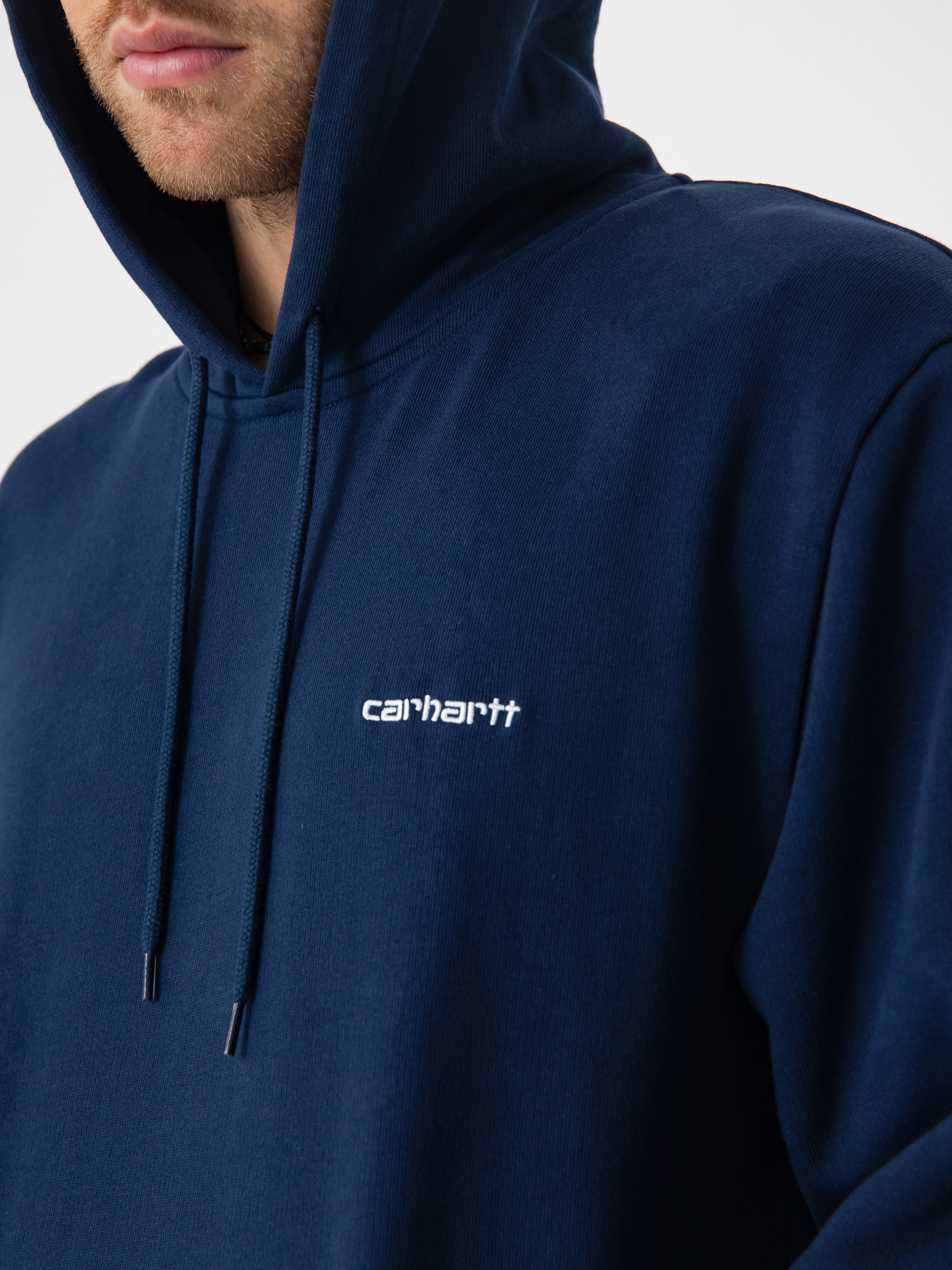 Hanorac cu glugă Carhartt WIP Script Embroidery HD (jupiter/white)