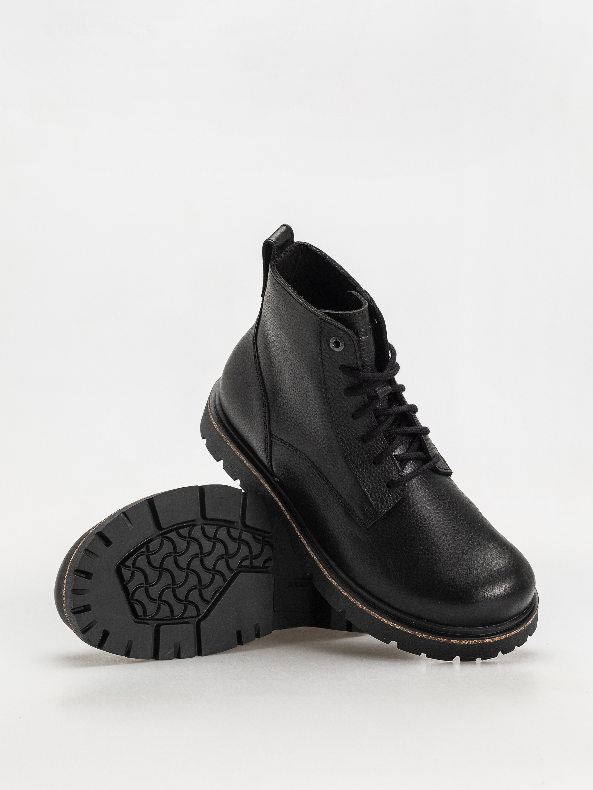 Pantofi Birkenstock Highwood Lace Mid Natural Leather Regular (black)