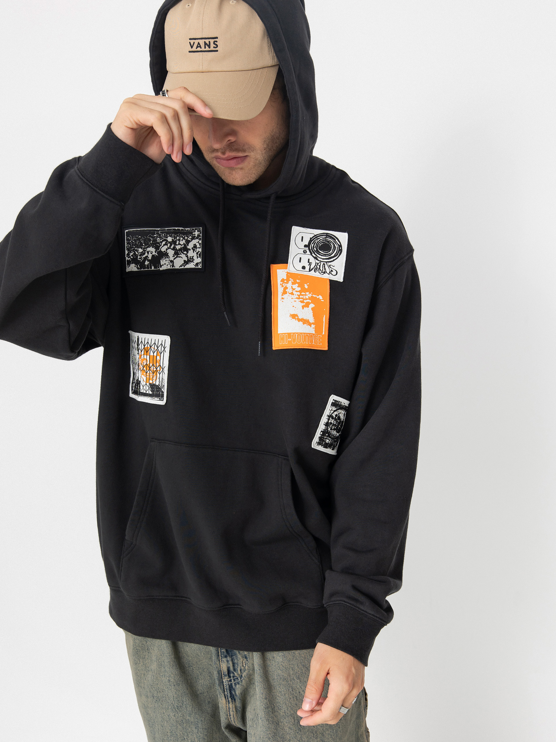 Hanorac cu glugă Vans Punk Patch HD (black)