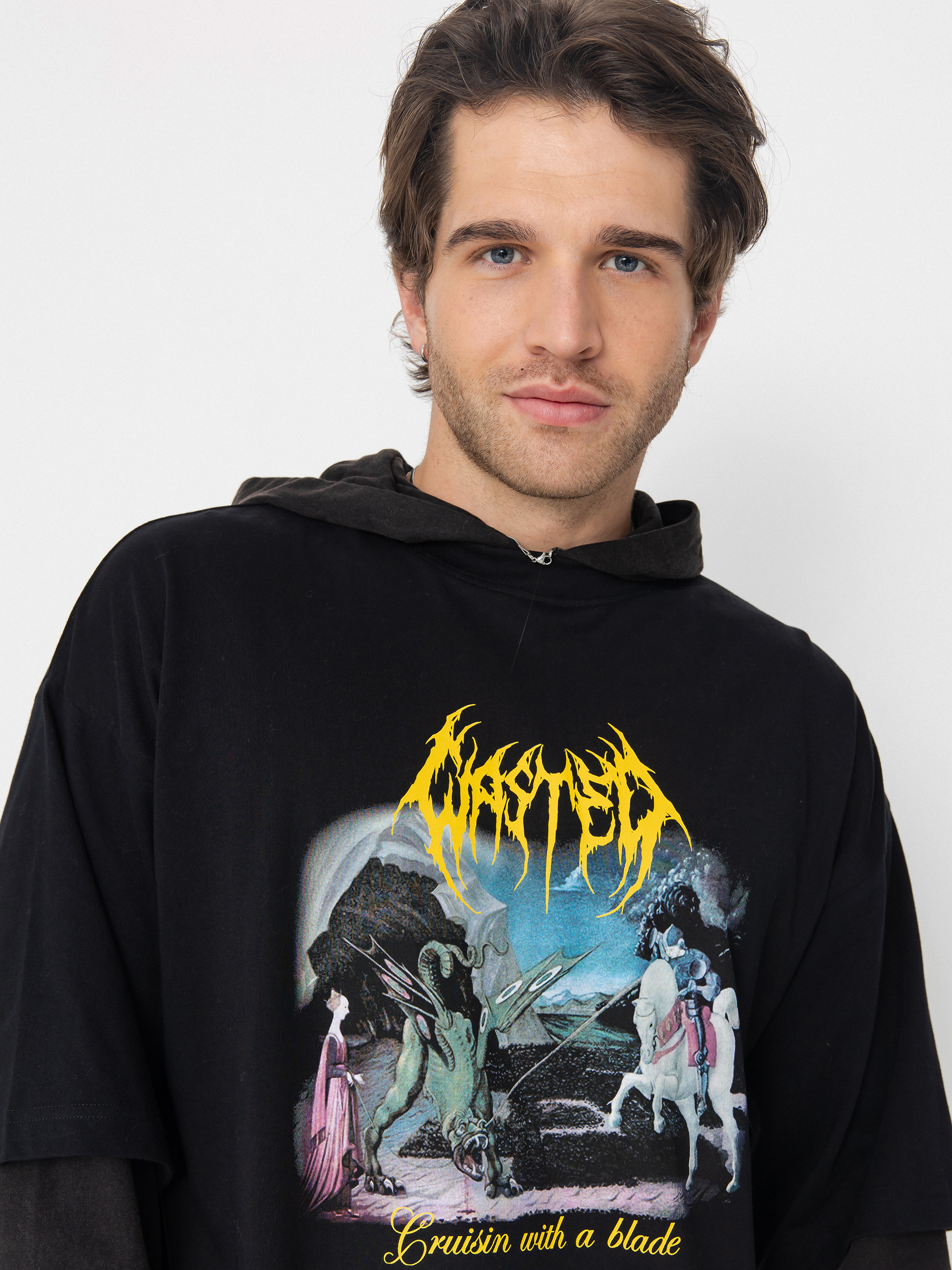 Hanorac cu glugă Wasted Paris Tale Age HD (black/faded black)