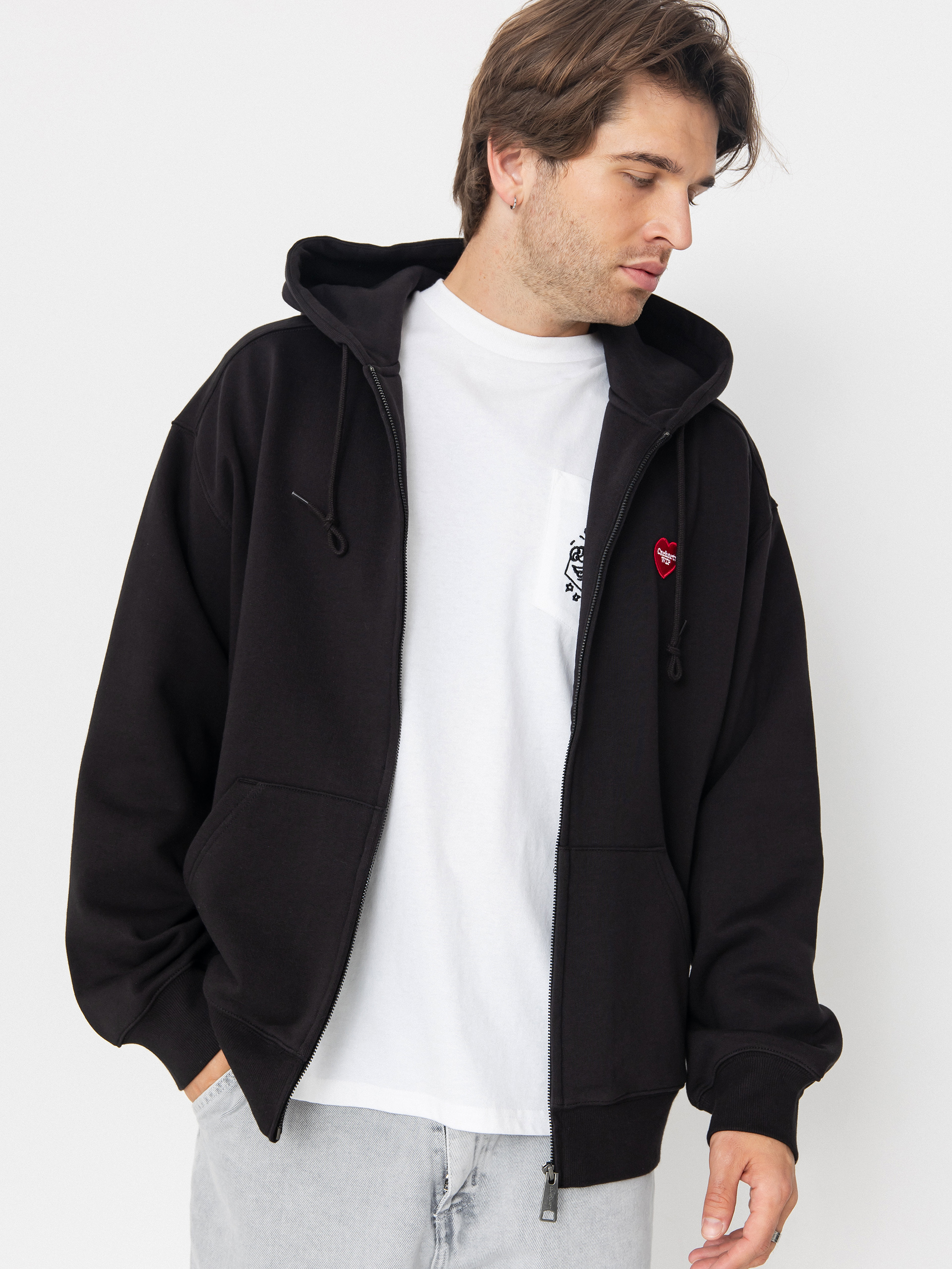 Hanorac cu glugă Carhartt WIP Heart II Hartt ZHD (black)