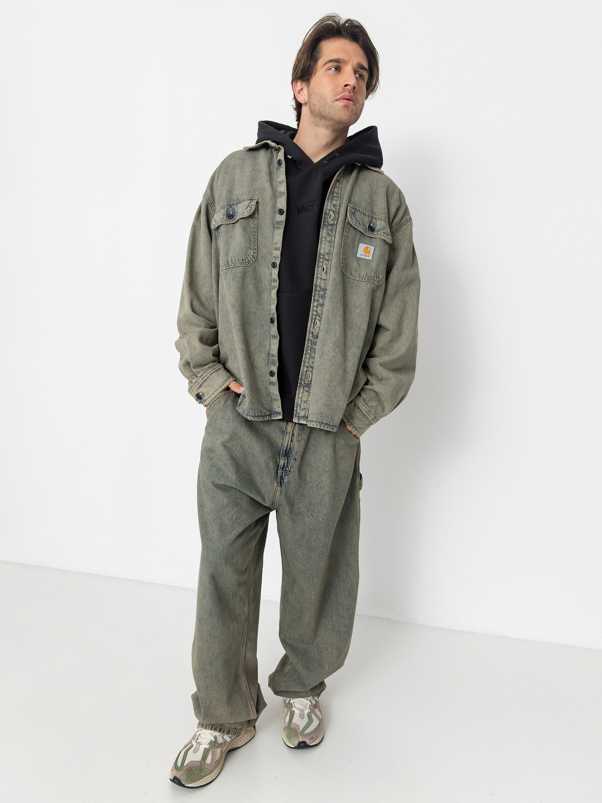 gt  board ウエア上下　L グレー Geacă Carhartt WIP Tigan - verde (blue/leather/garment dyed)