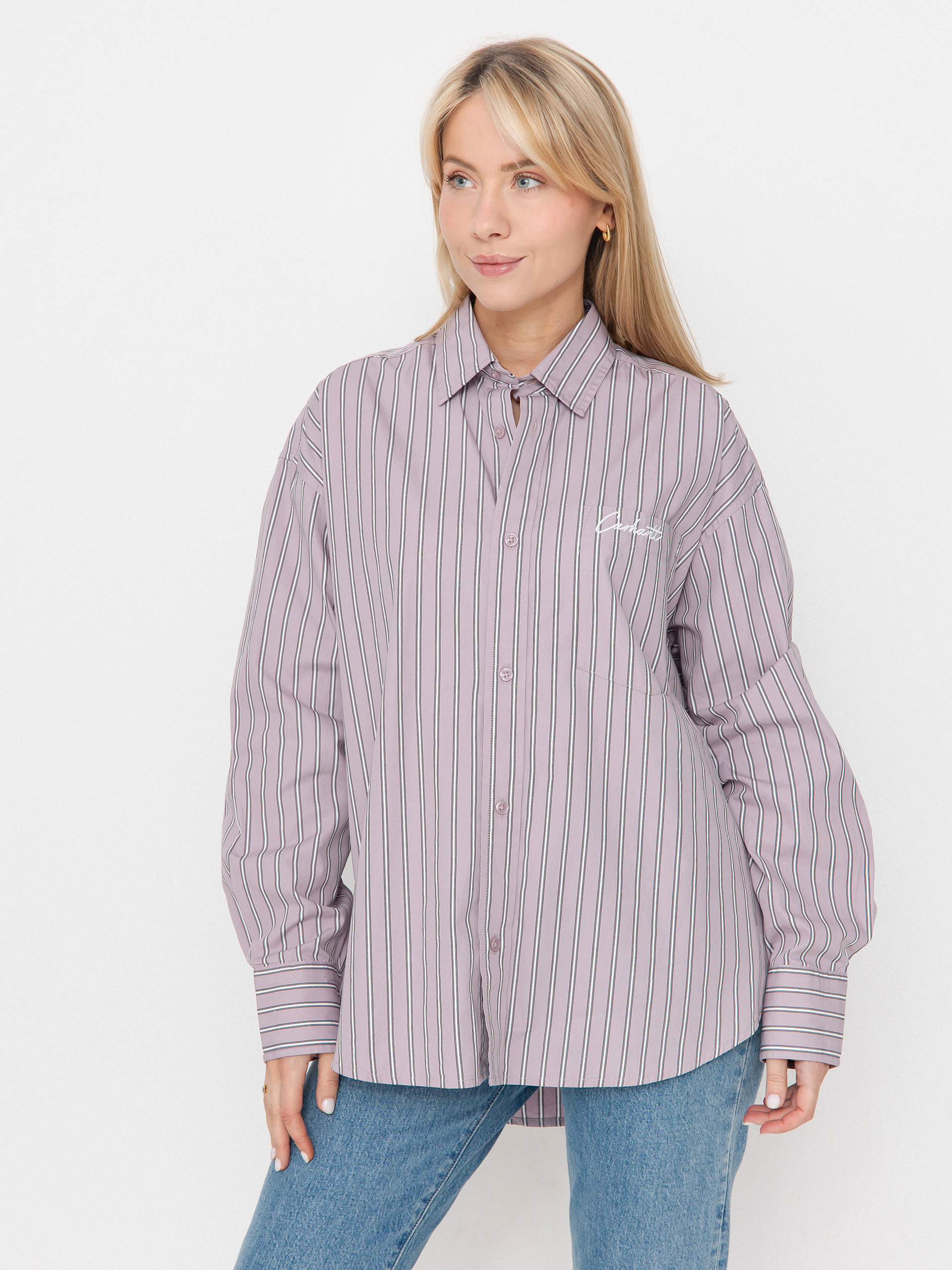 Cămașă Carhartt WIP Grimsby Wmn (grimsby stripe/pink fog)
