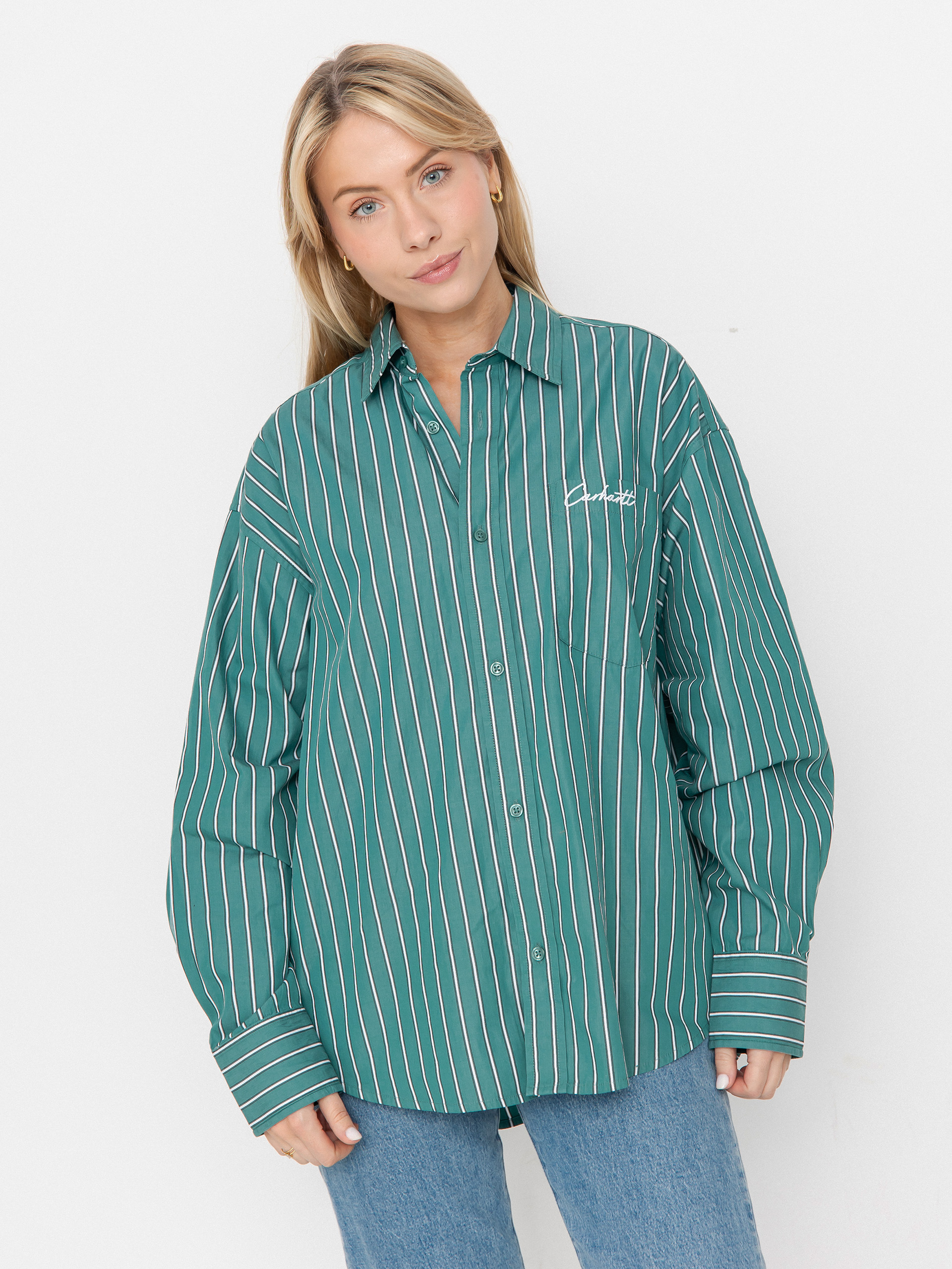 Cămașă Carhartt WIP Grimsby Wmn (grimsby stripe/saguaro)