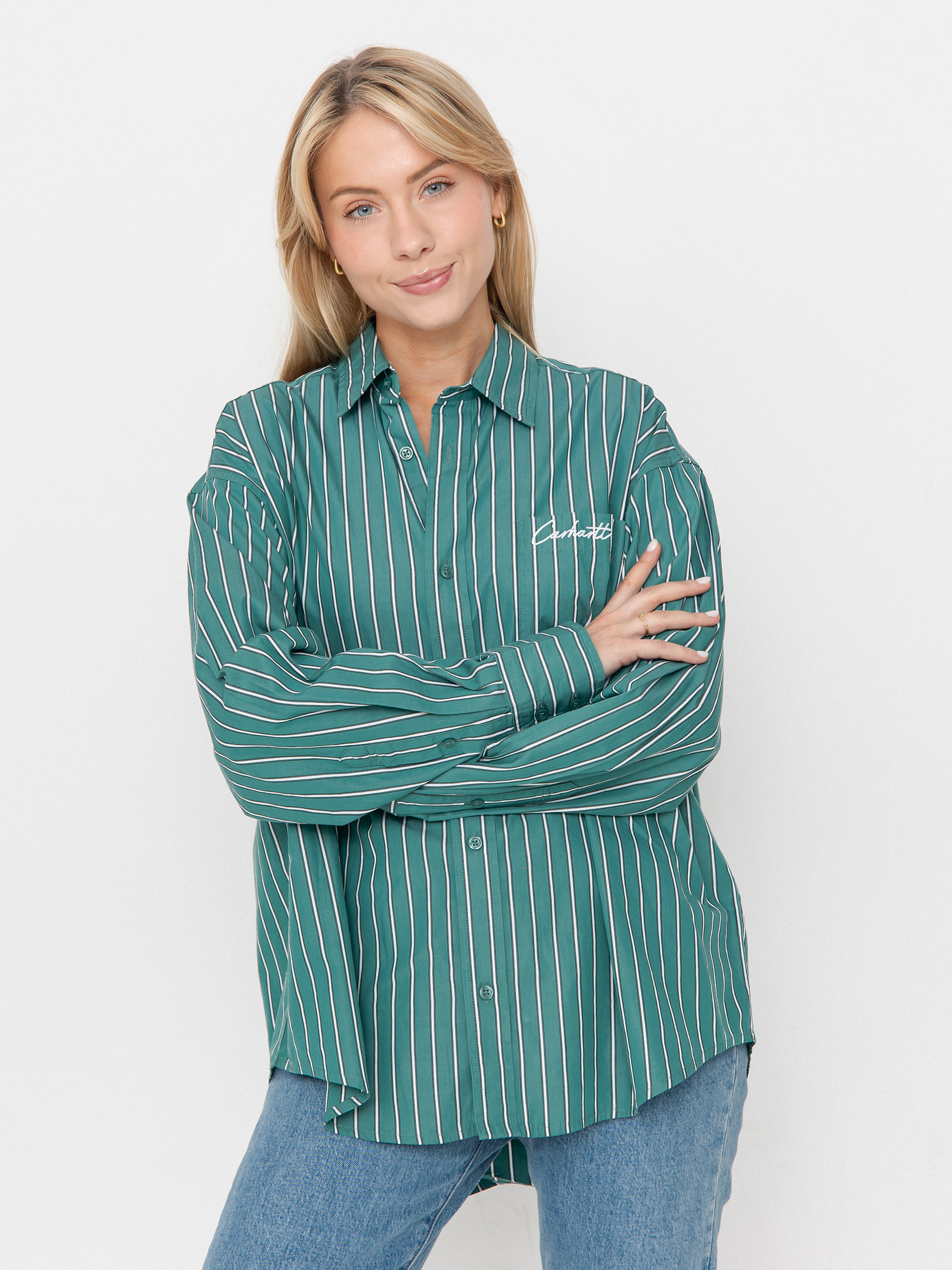 Cămașă Carhartt WIP Grimsby Wmn (grimsby stripe/saguaro)