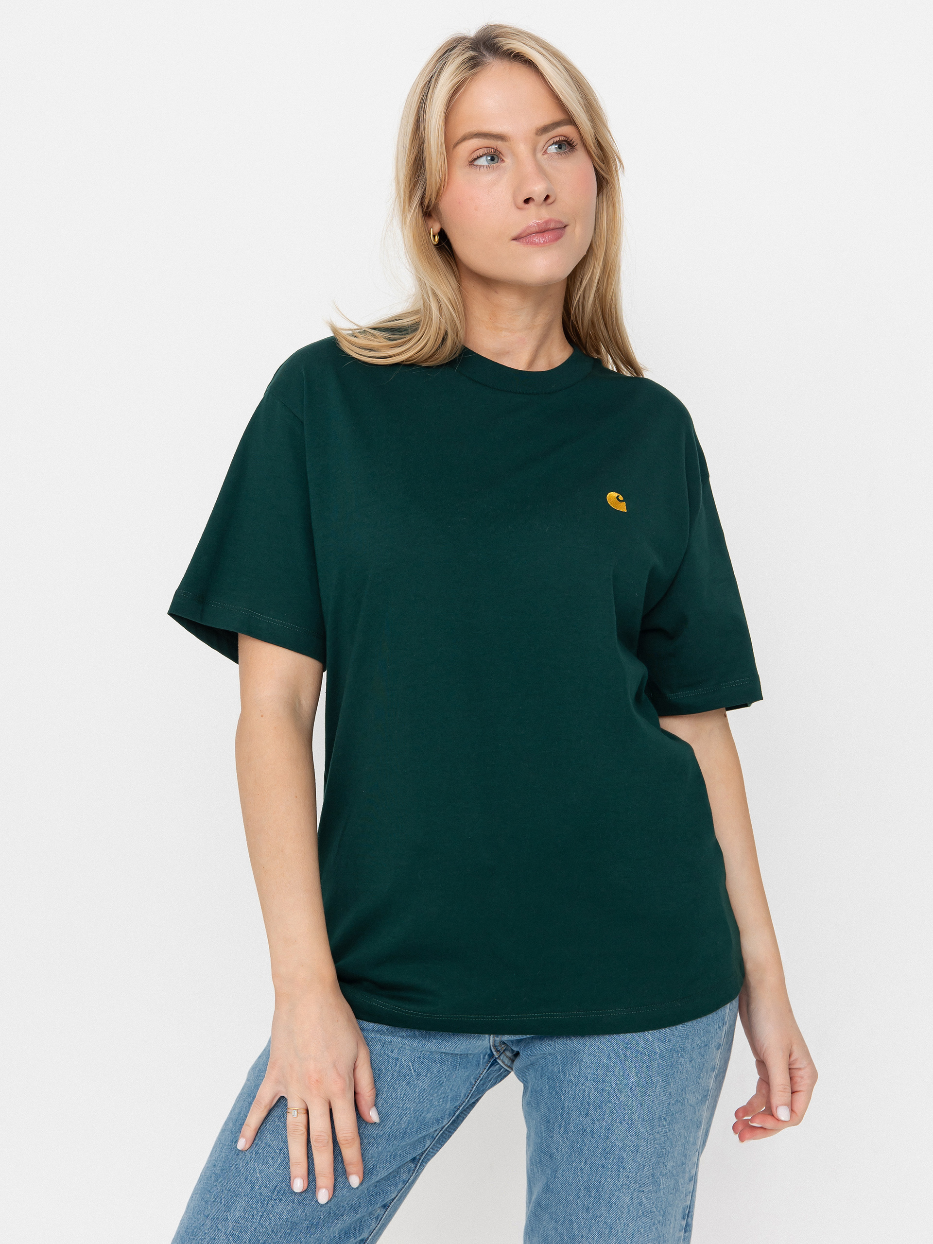 Tricou Carhartt WIP Chase Wmn (dark fir/gold)